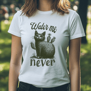 Cactus Cat Water Me Never T-Shirt