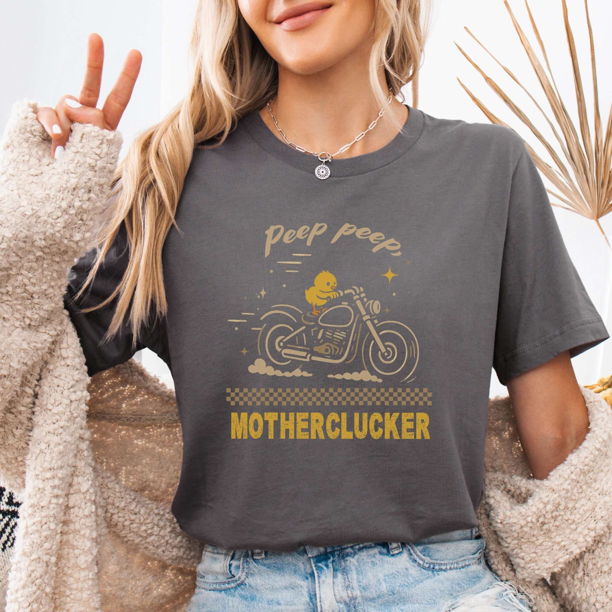 Funny Chicken Meme T-Shirt – Chick on Motorcycle Gift Tee for Chicken Lovers
