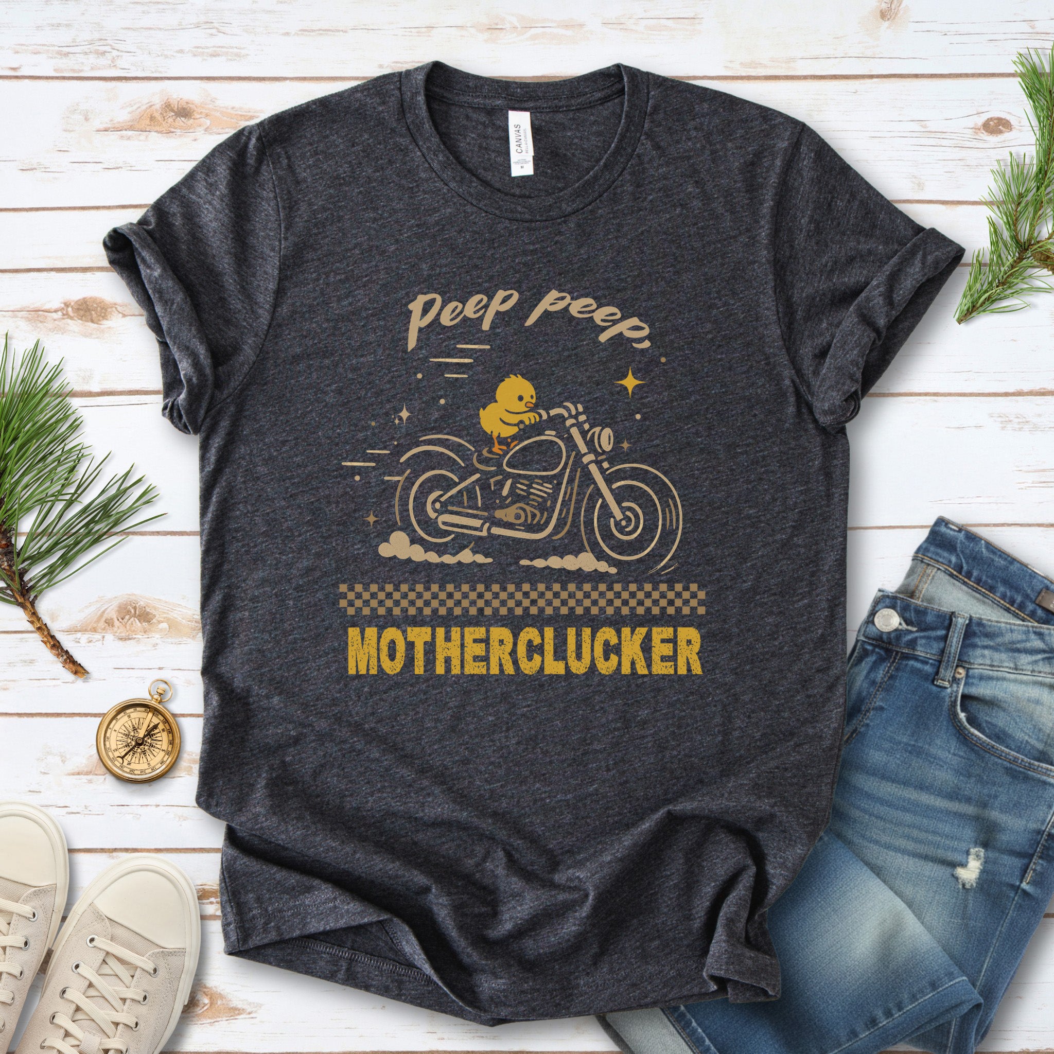 Funny Chicken Meme T-Shirt – Chick on Motorcycle Gift Tee for Chicken Lovers