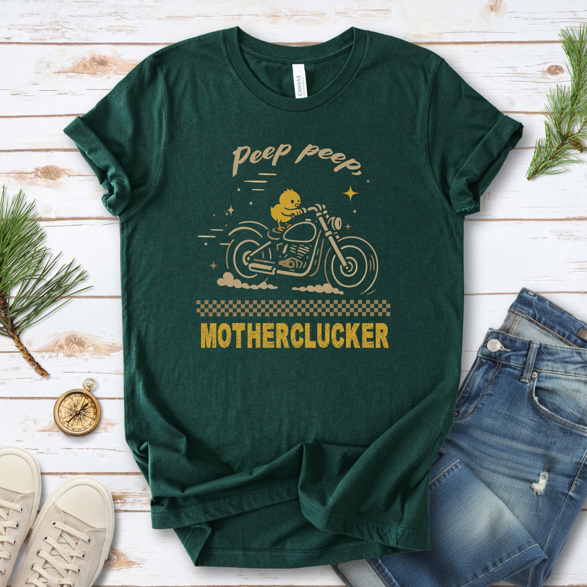 Funny Chicken Meme T-Shirt – Chick on Motorcycle Gift Tee for Chicken Lovers