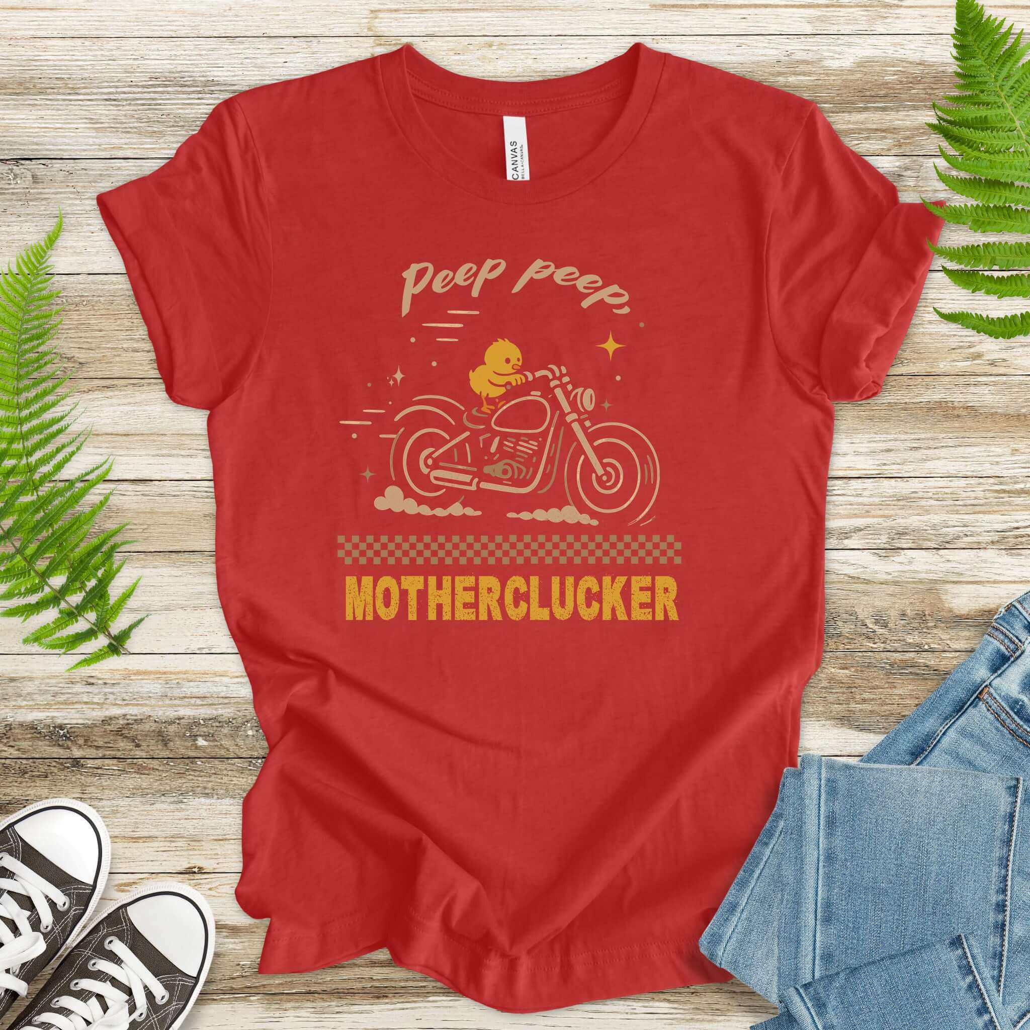 Funny Chicken Meme T-Shirt – Chick on Motorcycle Gift Tee for Chicken Lovers
