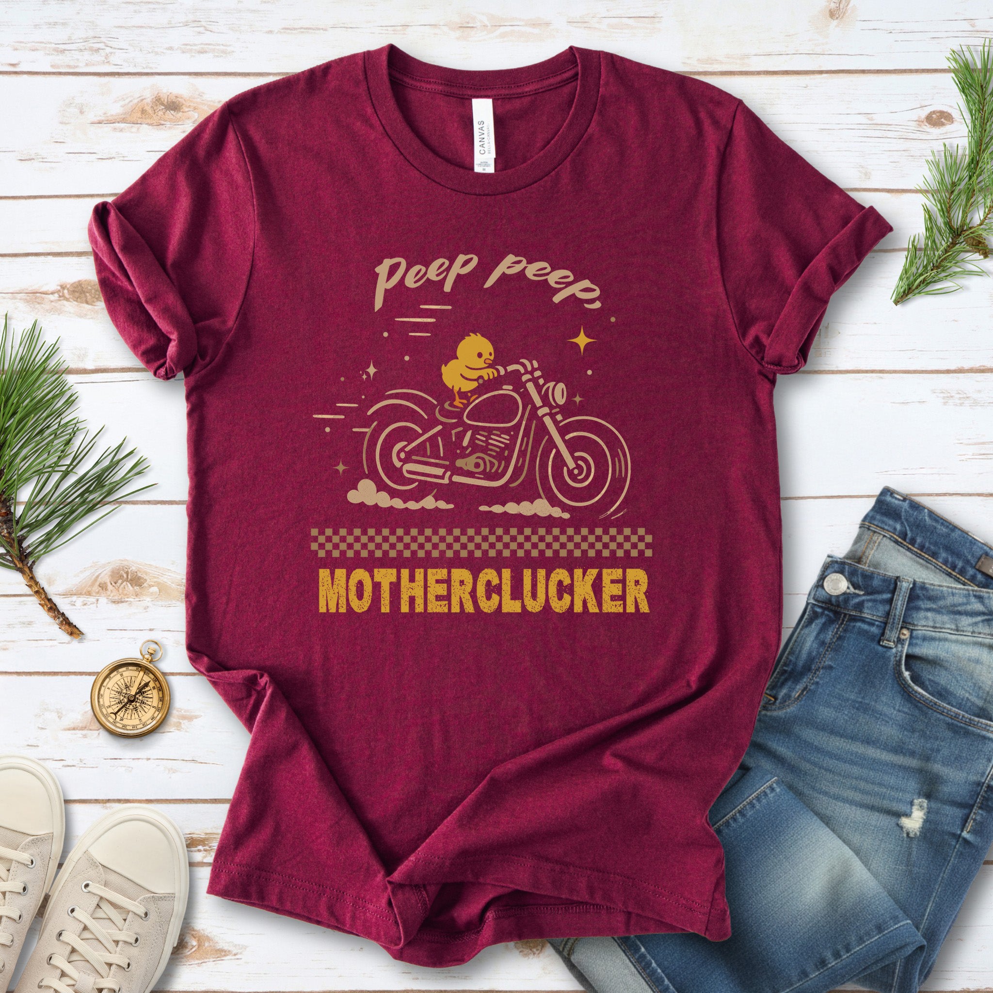 Funny Chicken Meme T-Shirt – Chick on Motorcycle Gift Tee for Chicken Lovers