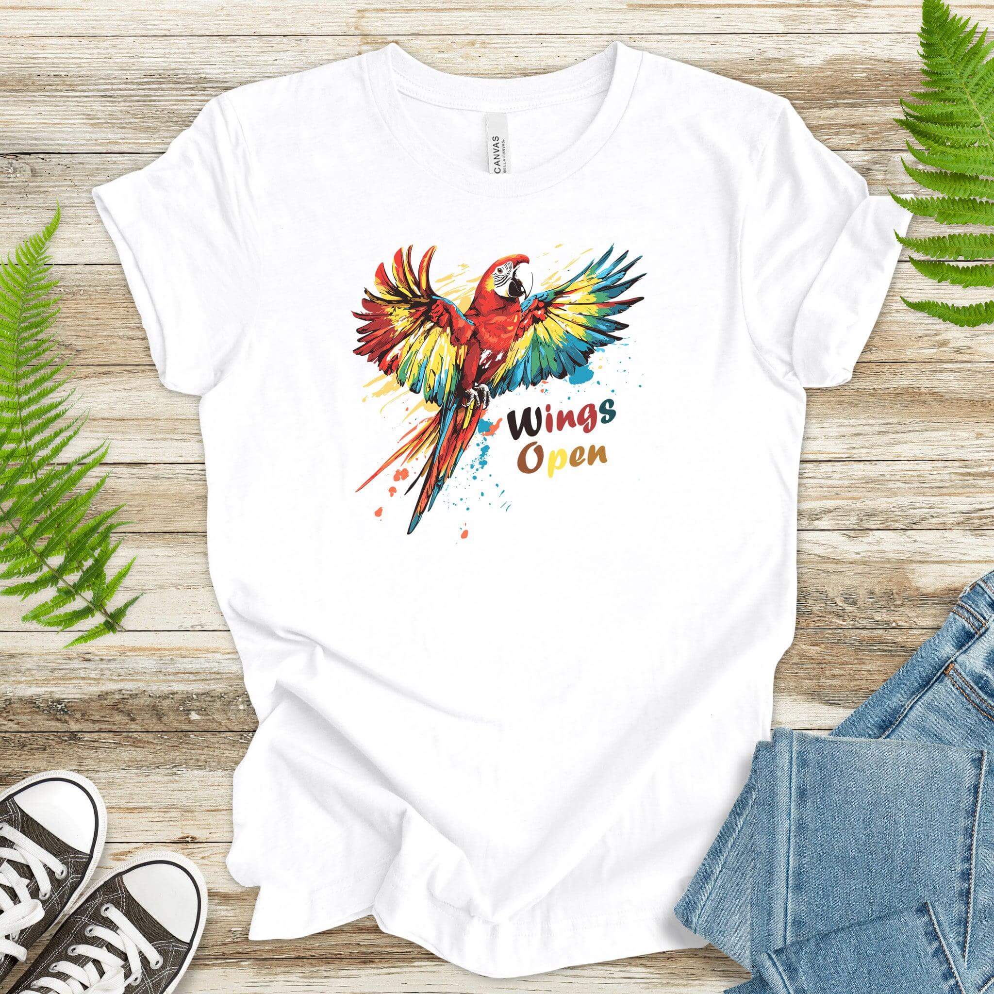 Soaring Colors: Watercolor Parrot T-Shirt - TShirtree