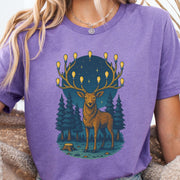 Elk with Lantern Antlers – Forest Glow T-Shirt