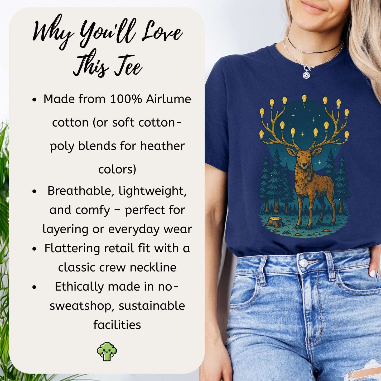 Elk with Lantern Antlers – Forest Glow T-Shirt
