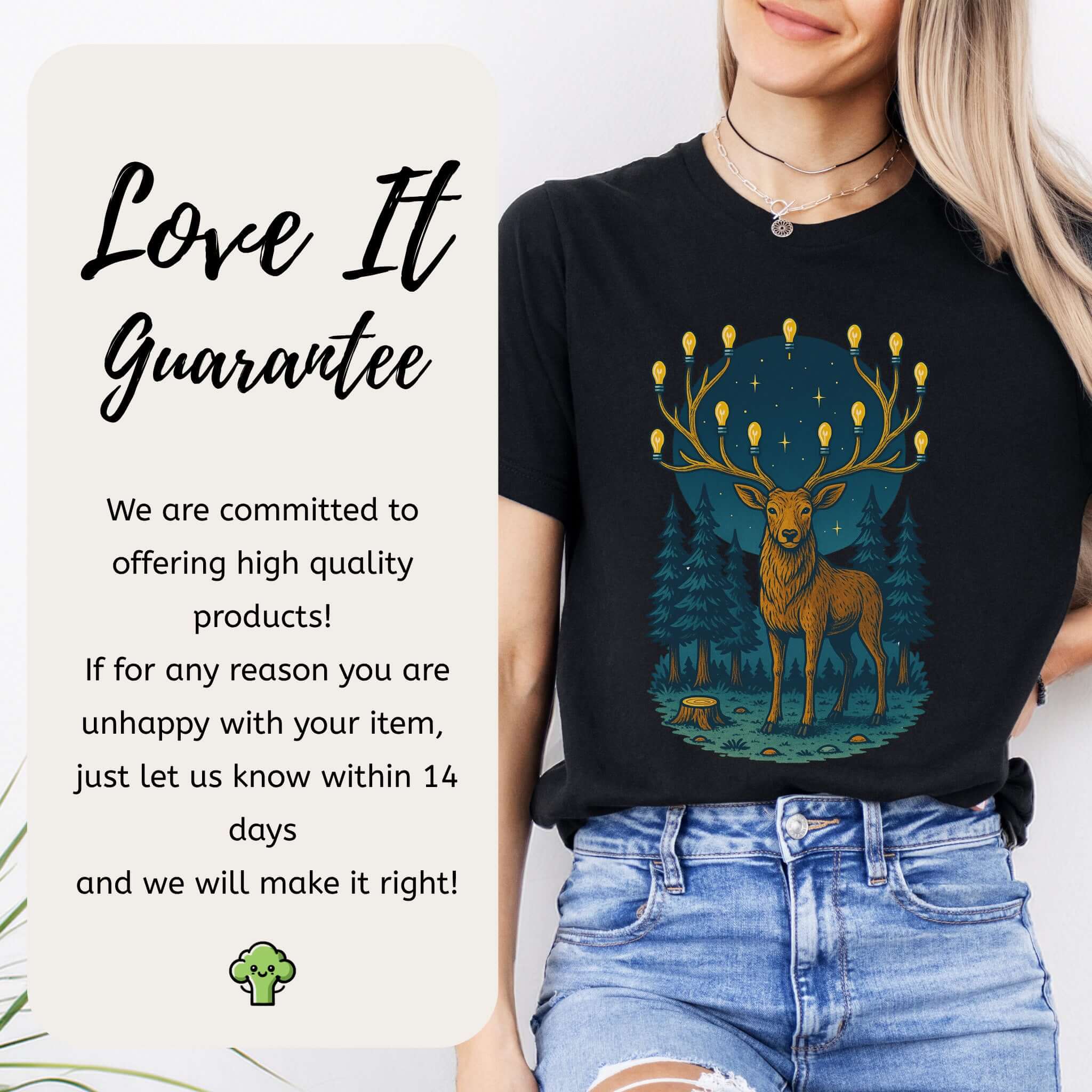 Elk with Lantern Antlers – Forest Glow T-Shirt