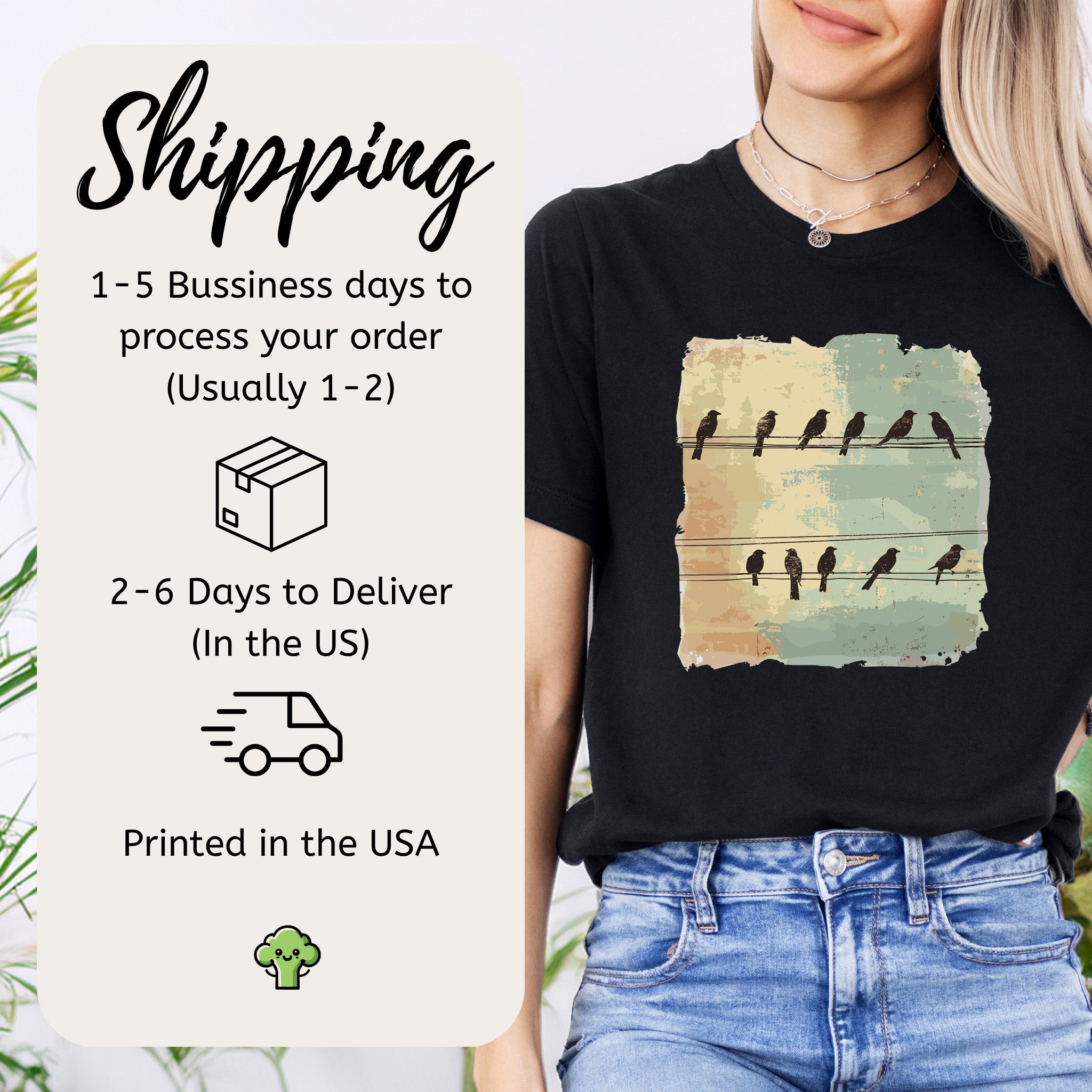 Birds on a Wire: Retro Vibes T-Shirt