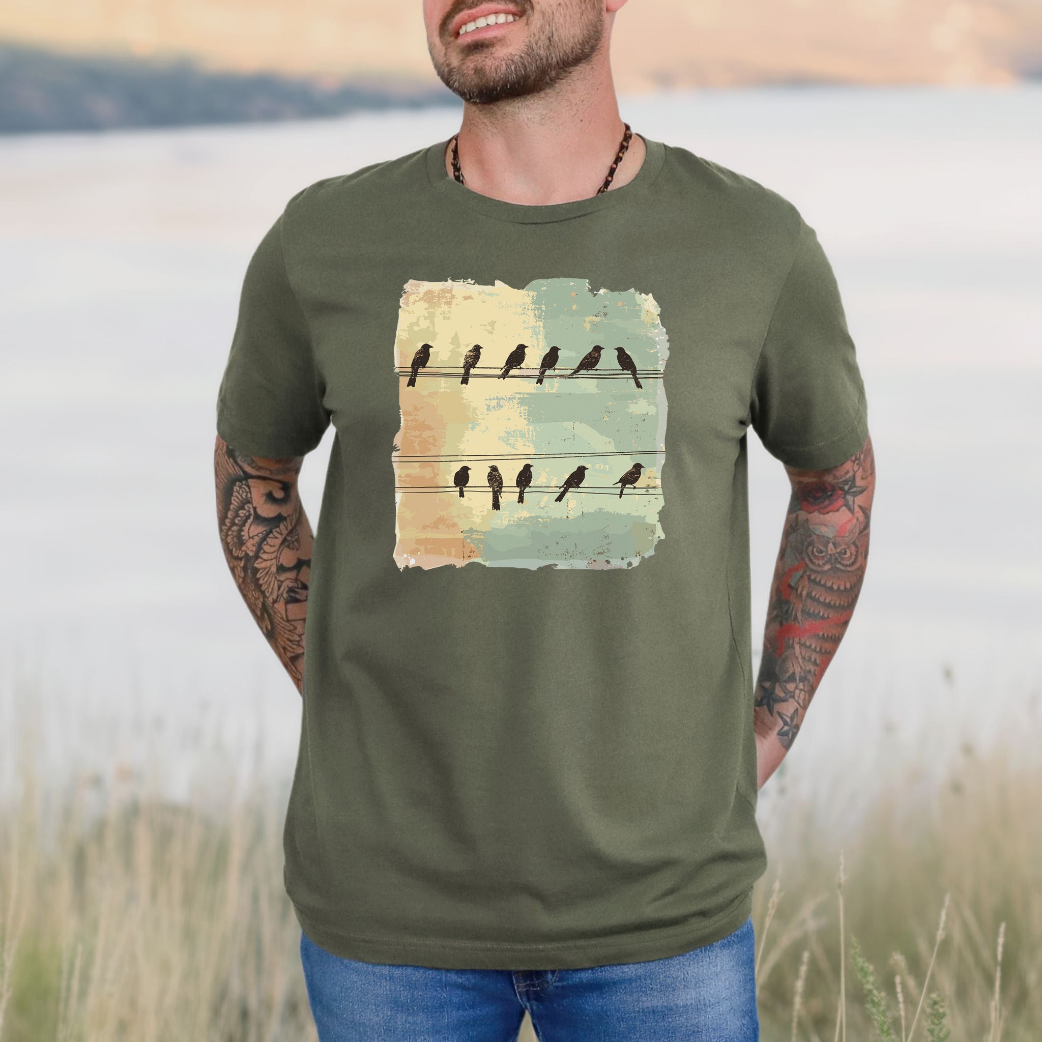 Birds on a Wire: Retro Vibes T-Shirt