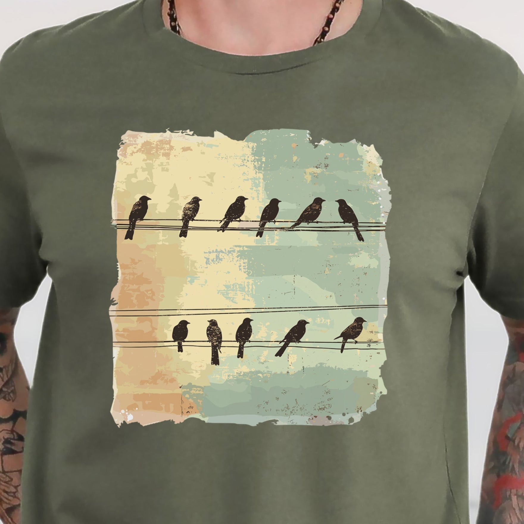 Birds on a Wire: Retro Vibes T-Shirt