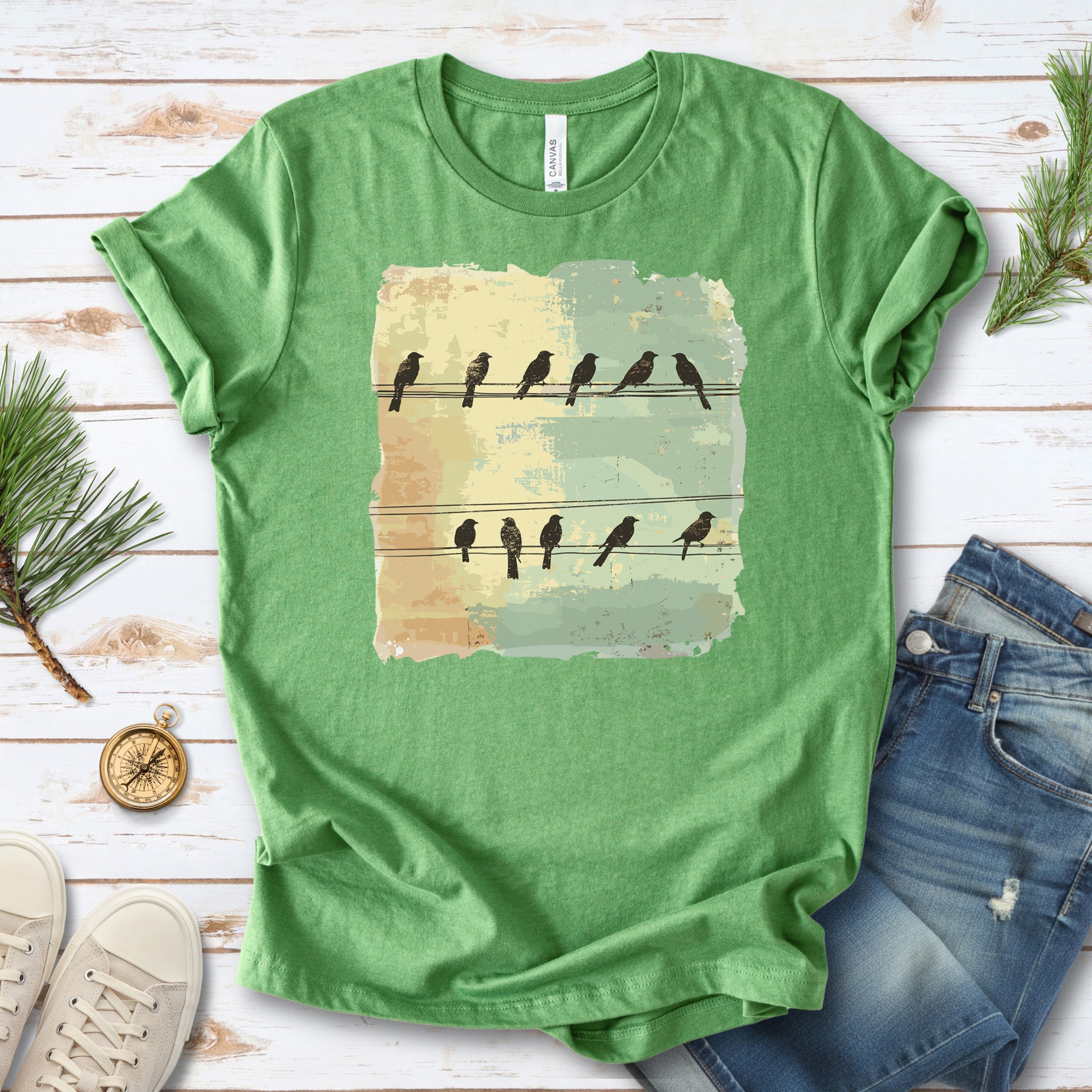 Birds on a Wire: Retro Vibes T-Shirt