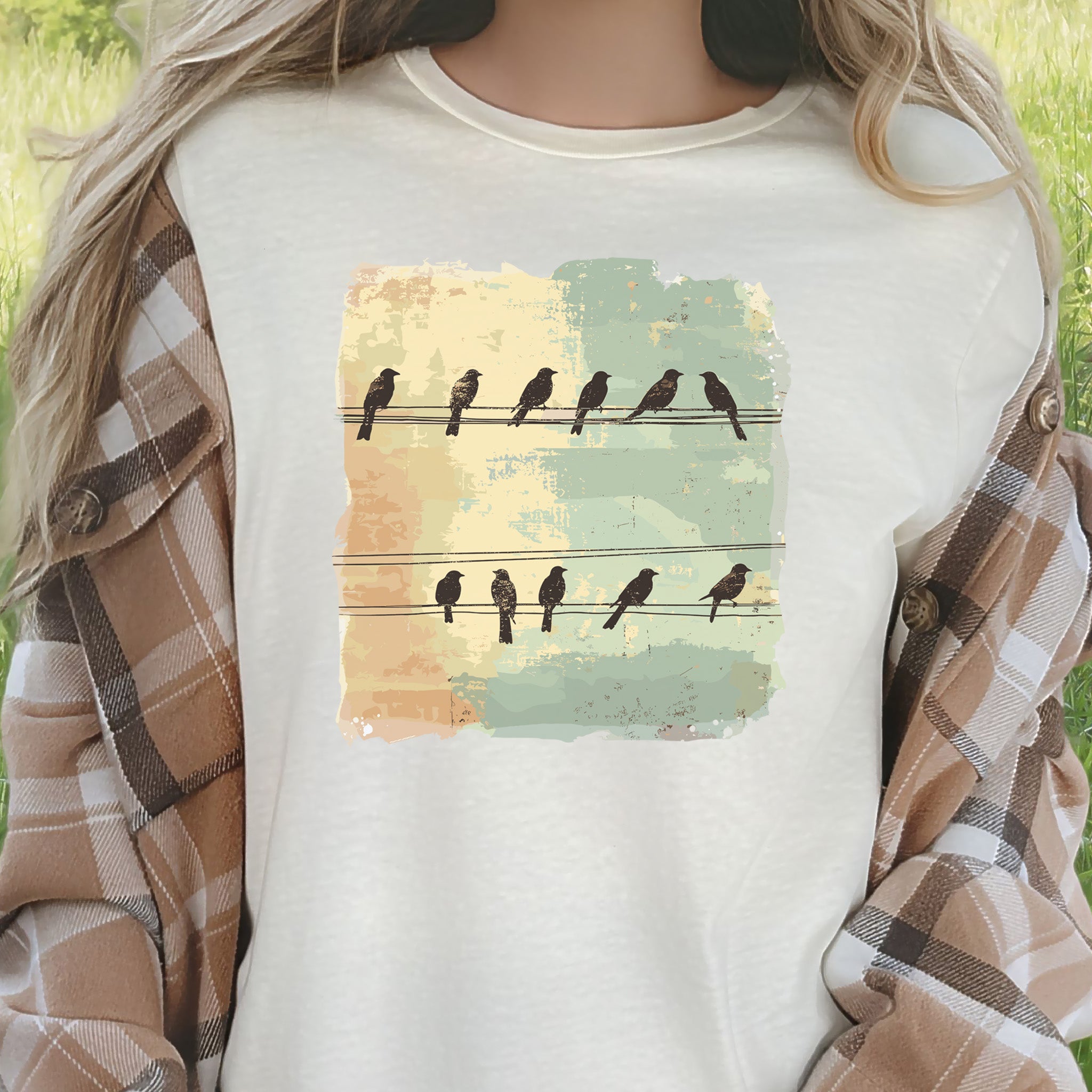 Birds on a Wire: Retro Vibes T-Shirt