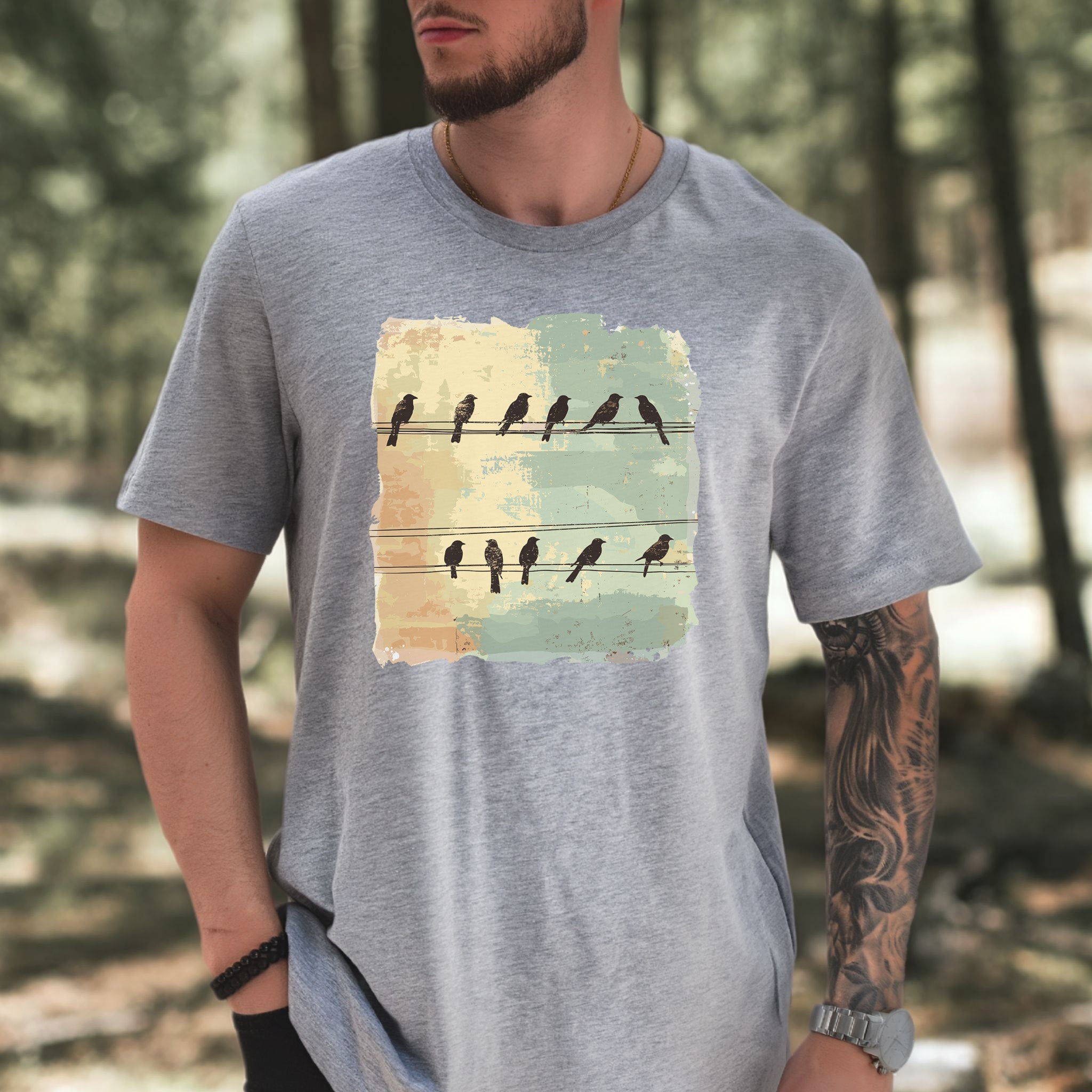 Birds on a Wire: Retro Vibes T-Shirt