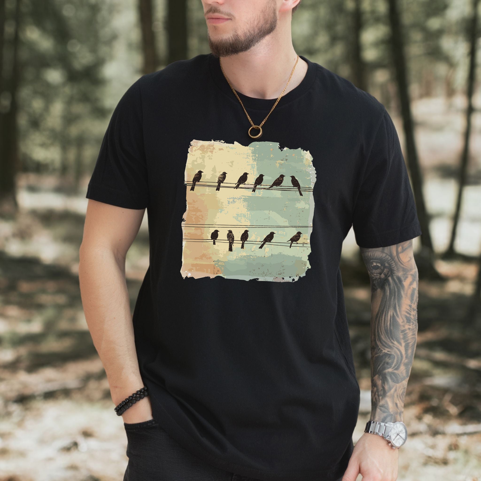 Birds on a Wire: Retro Vibes T-Shirt
