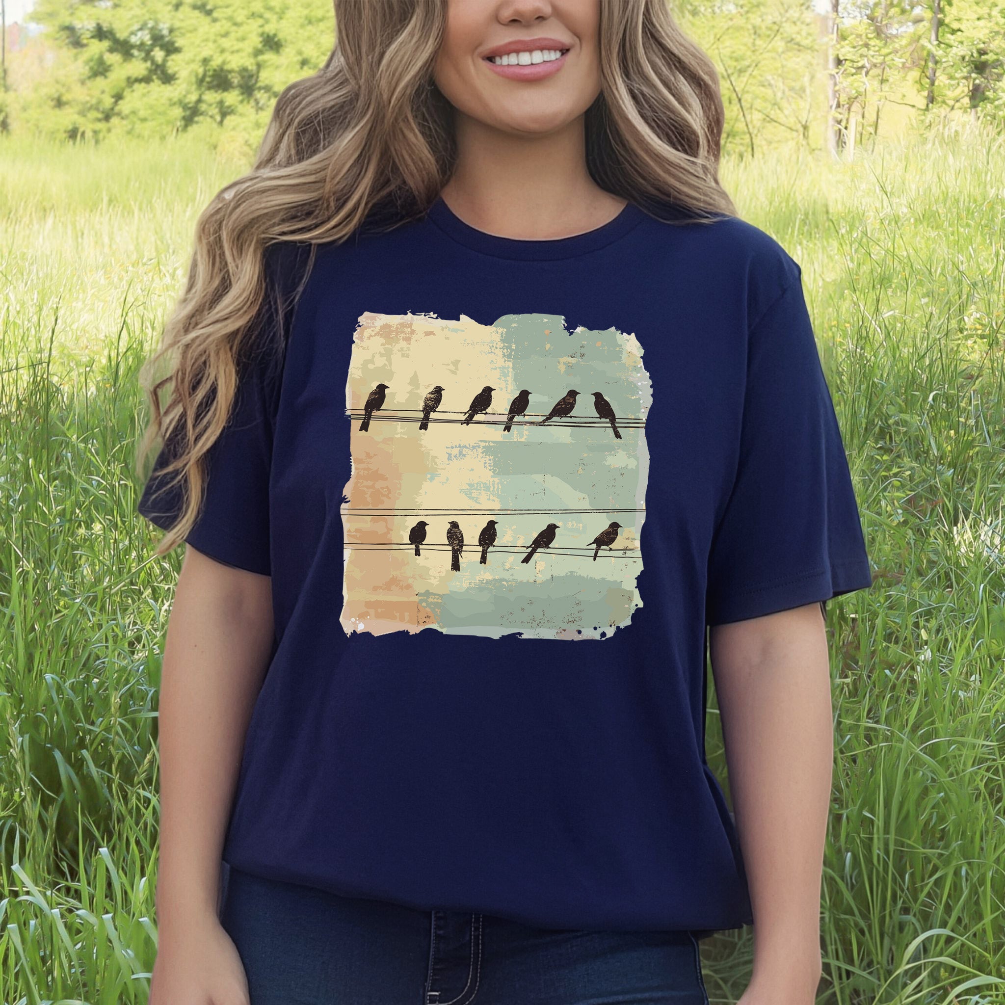 Birds on a Wire: Retro Vibes T-Shirt