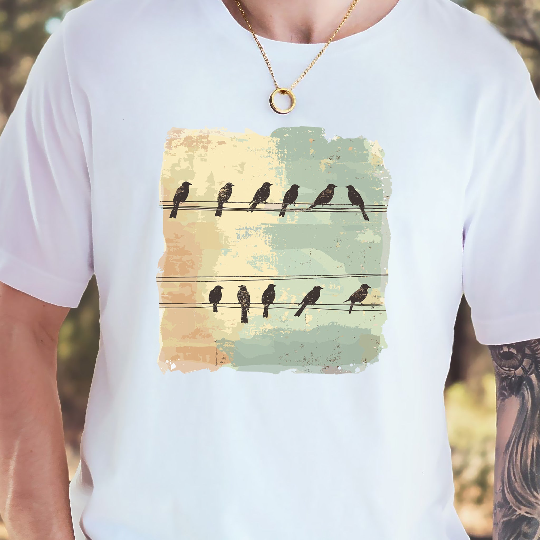 Birds on a Wire: Retro Vibes T-Shirt