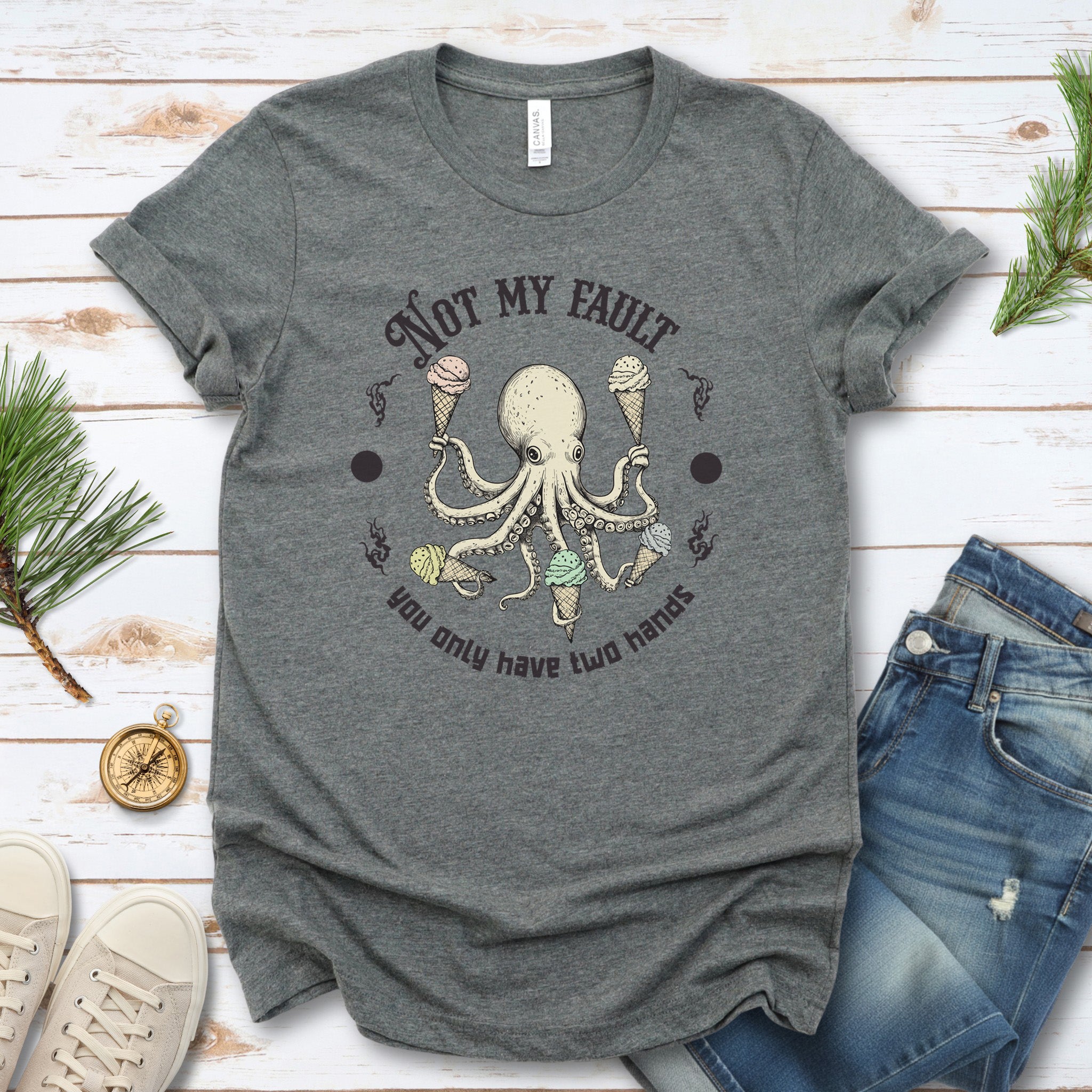 Octopus Ice Cream Lover Funny T-Shirt