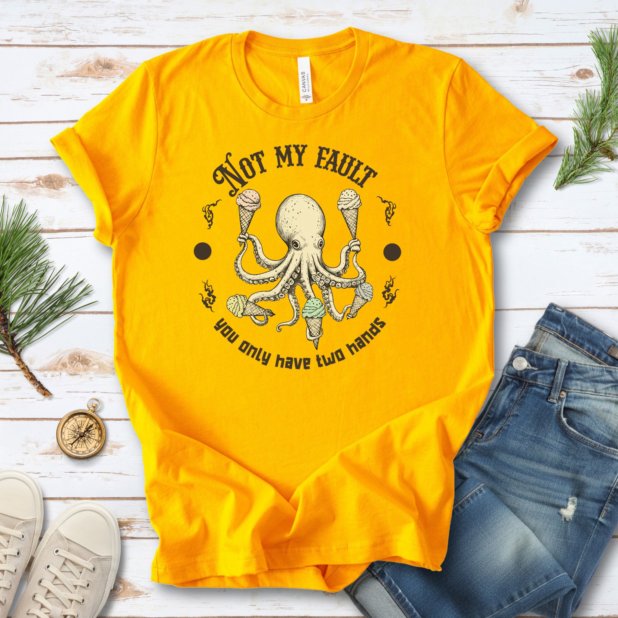 Octopus Ice Cream Lover Funny T-Shirt