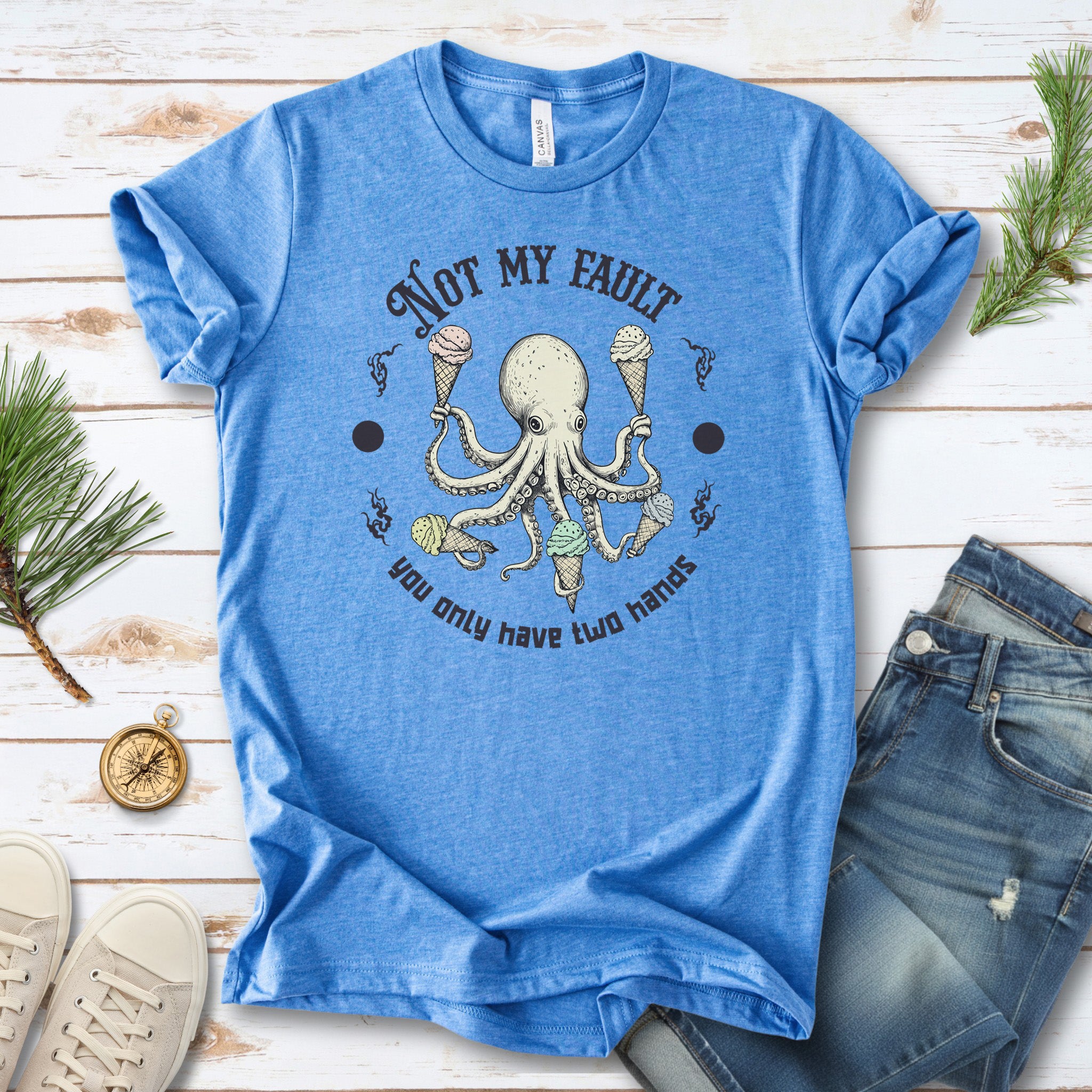 Octopus Ice Cream Lover Funny T-Shirt