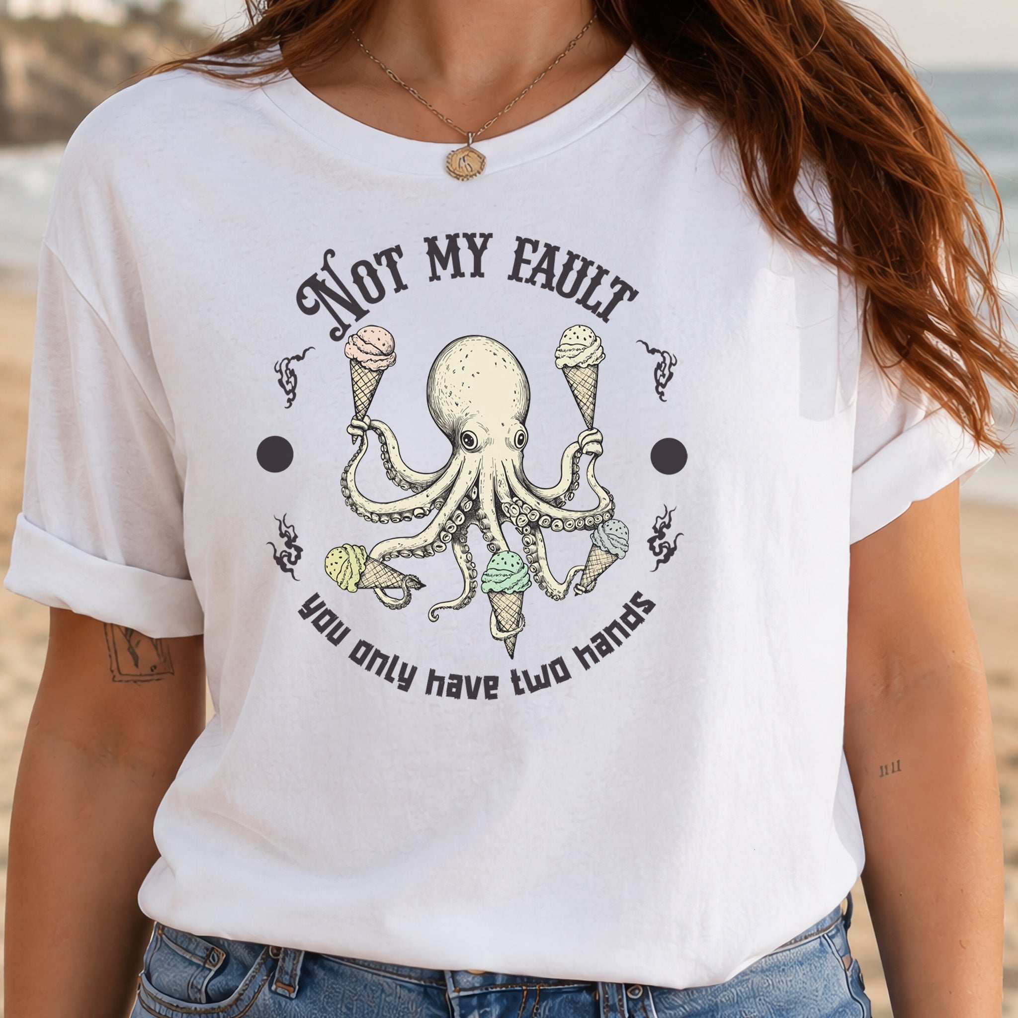 Octopus Ice Cream Lover Funny T-Shirt