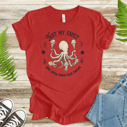 Funny octopus T-shirt with ice cream design, perfect for animal lovers and sweet tooth enthusiasts.