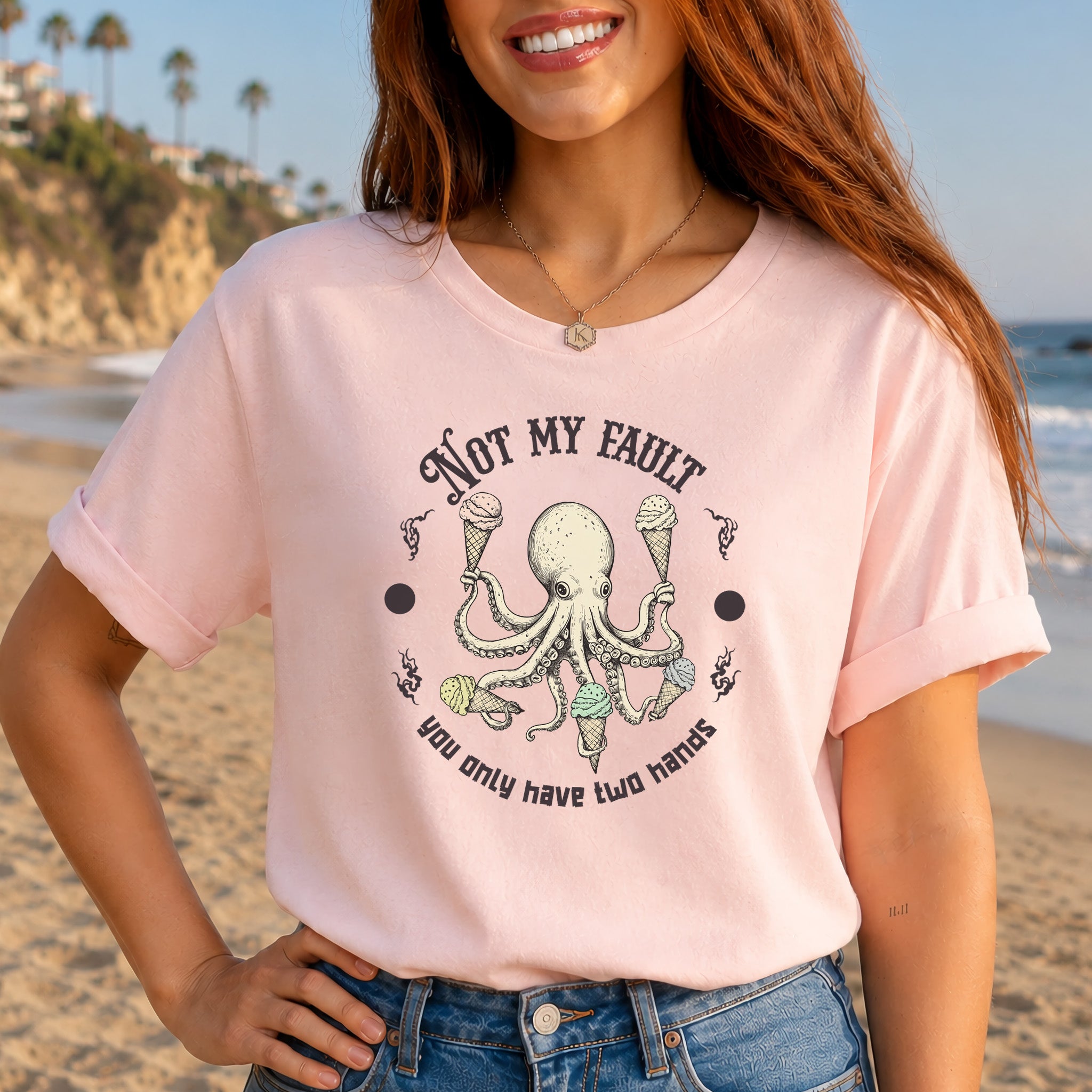 Octopus Ice Cream Lover Funny T-Shirt