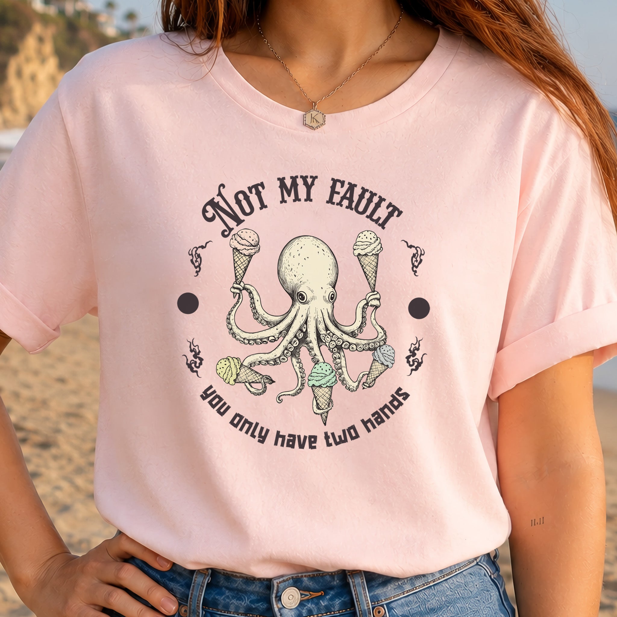 Octopus Ice Cream Lover Funny T-Shirt