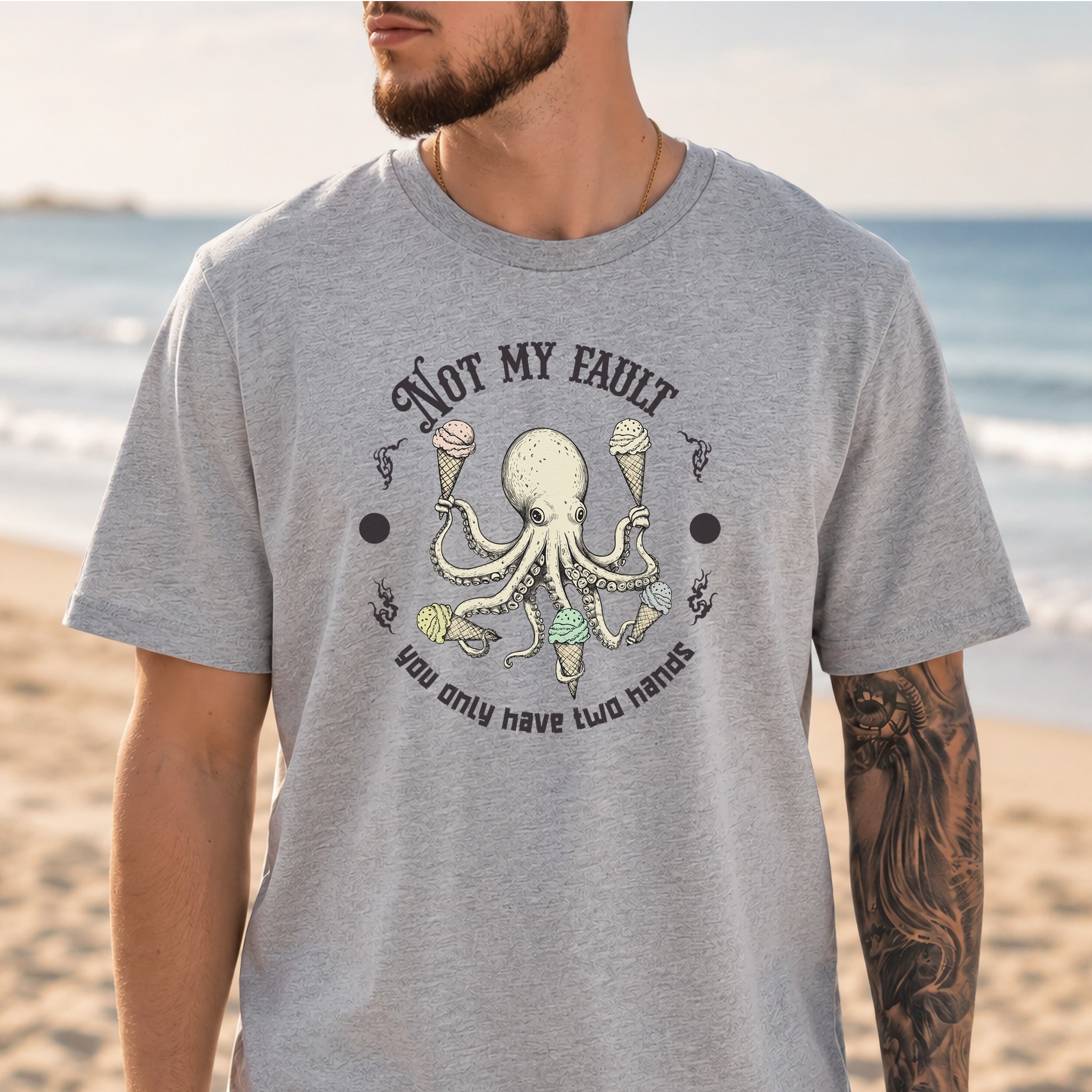 Octopus Ice Cream Lover Funny T-Shirt