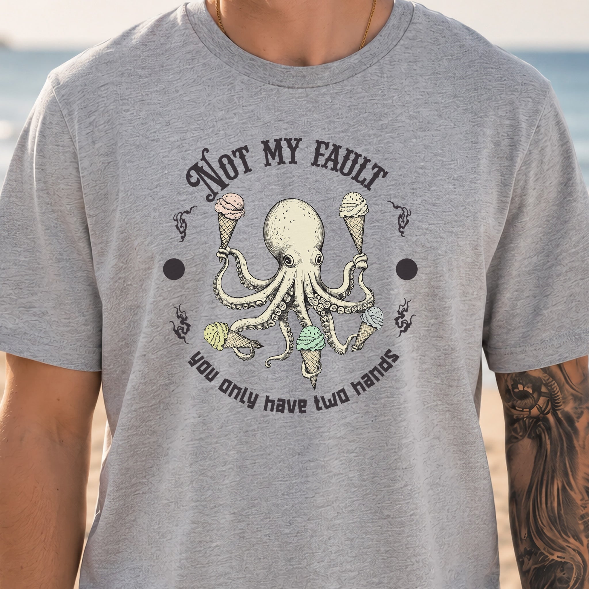 Octopus Ice Cream Lover Funny T-Shirt
