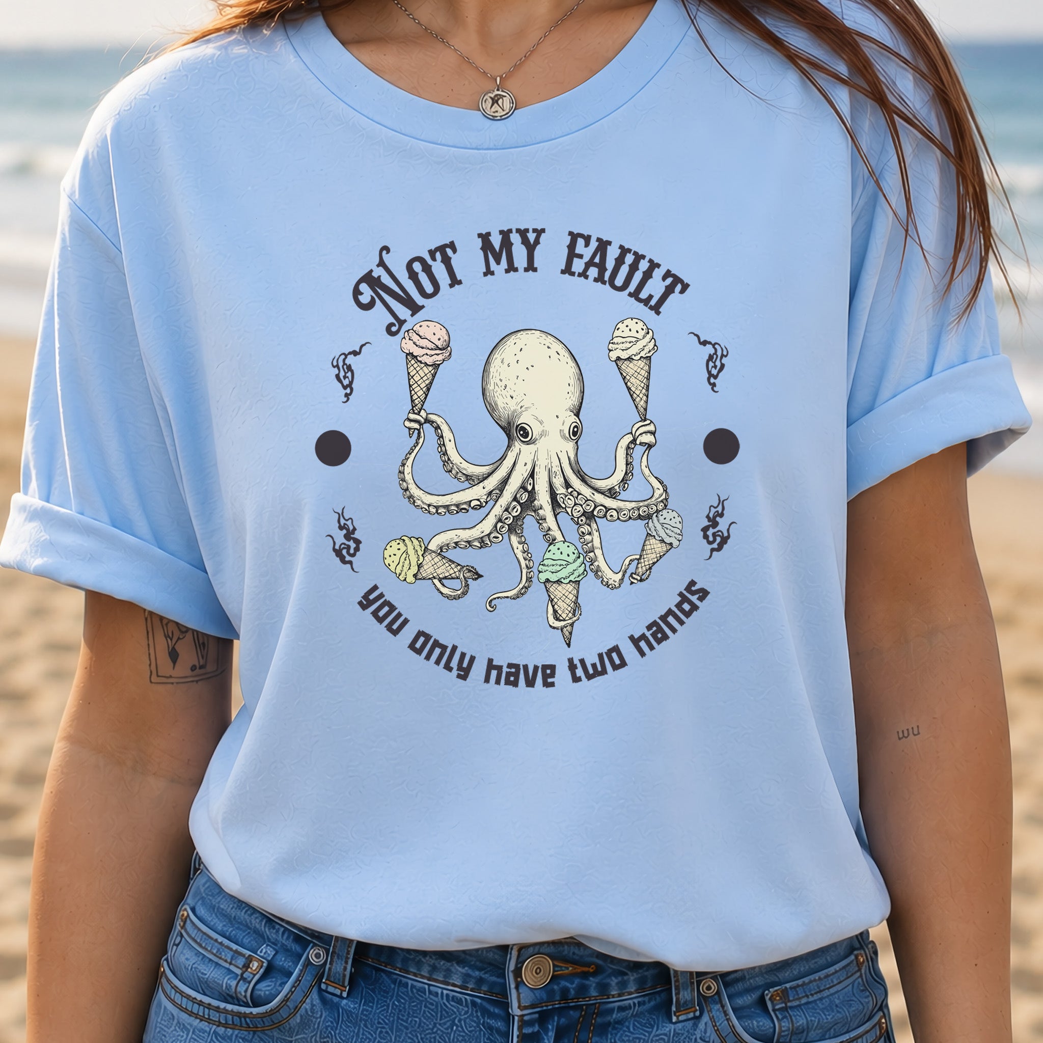 Octopus Ice Cream Lover Funny T-Shirt