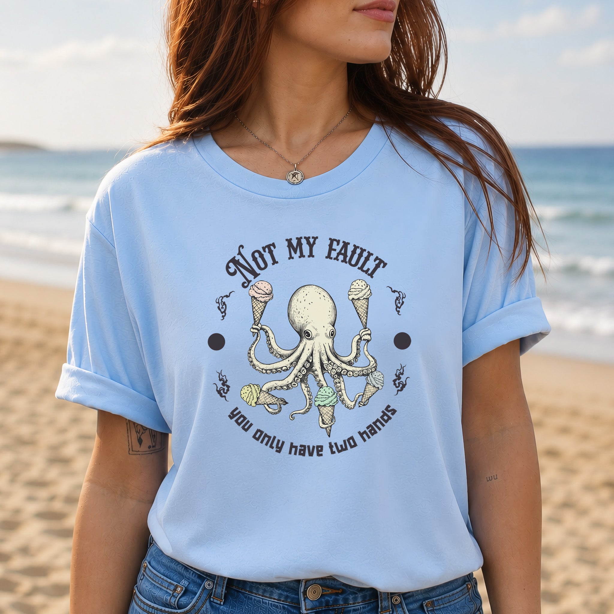 Octopus Ice Cream Lover Funny T-Shirt