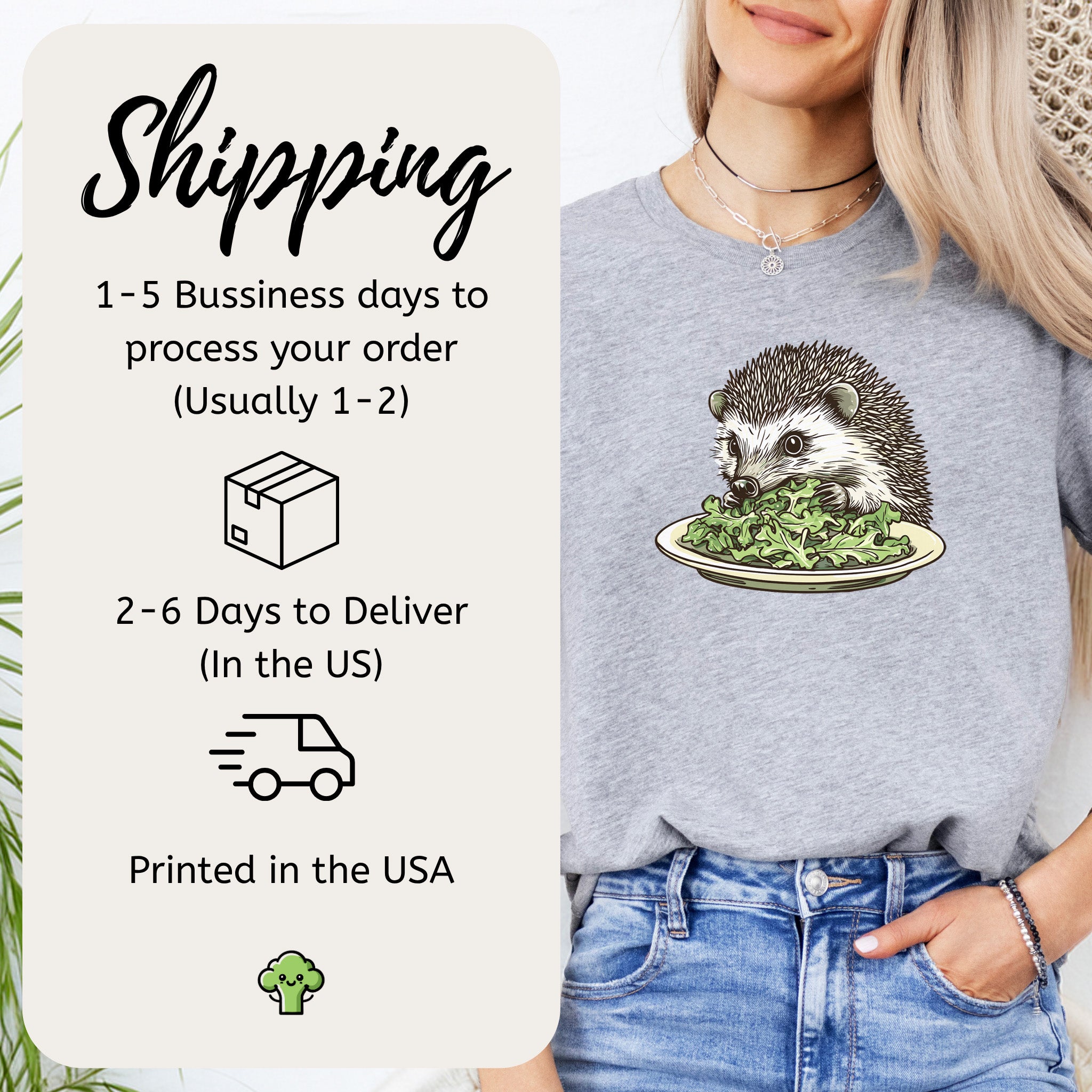 Hedgehog Eating Salad T-Shirt