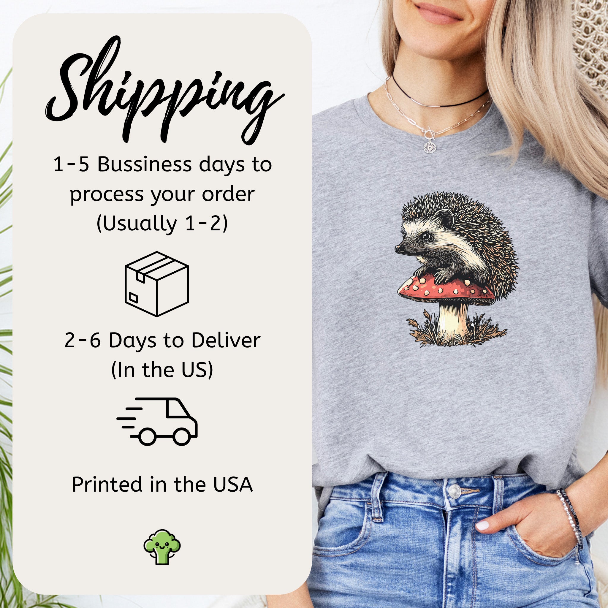 Hedgehog on Mushroom T-Shirt
