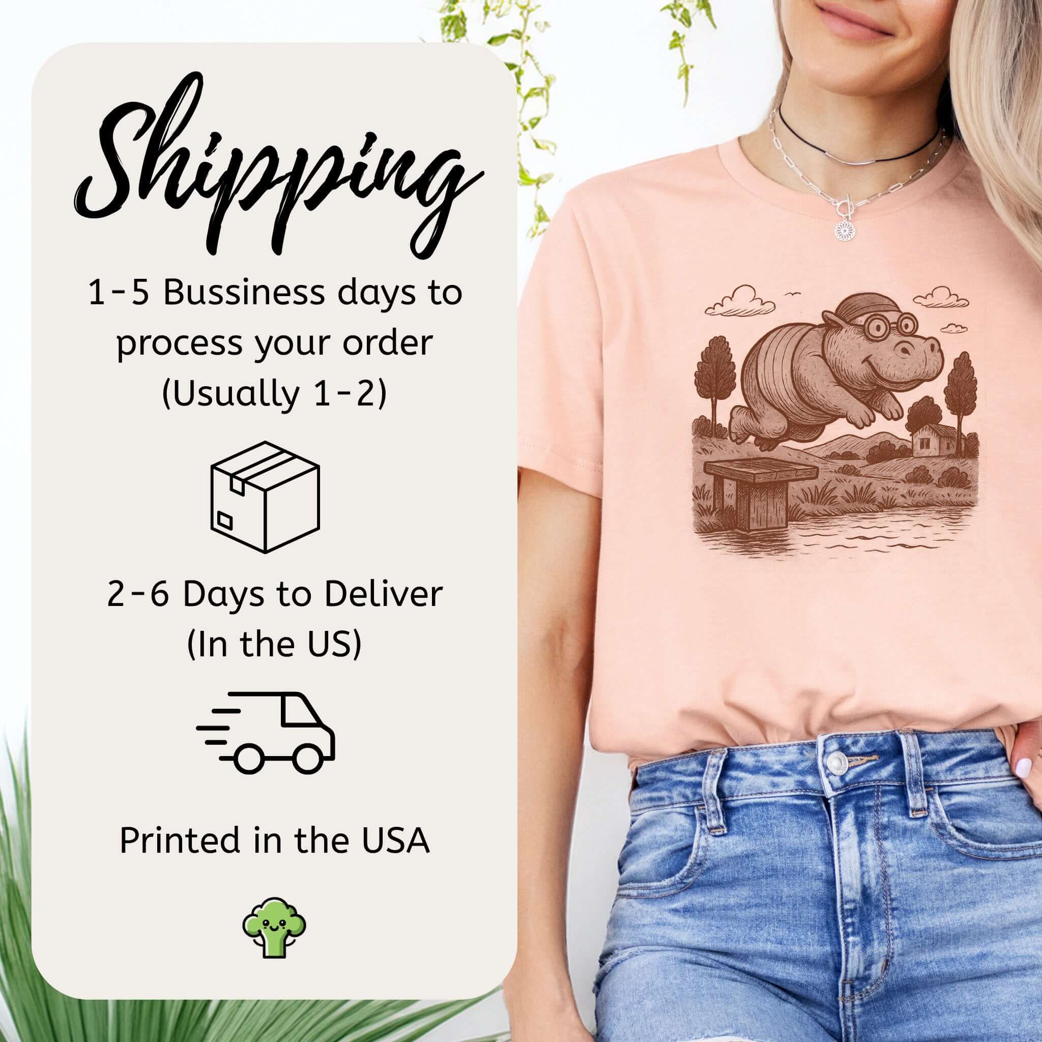 Hippo Morning Swim Retro T-Shirt