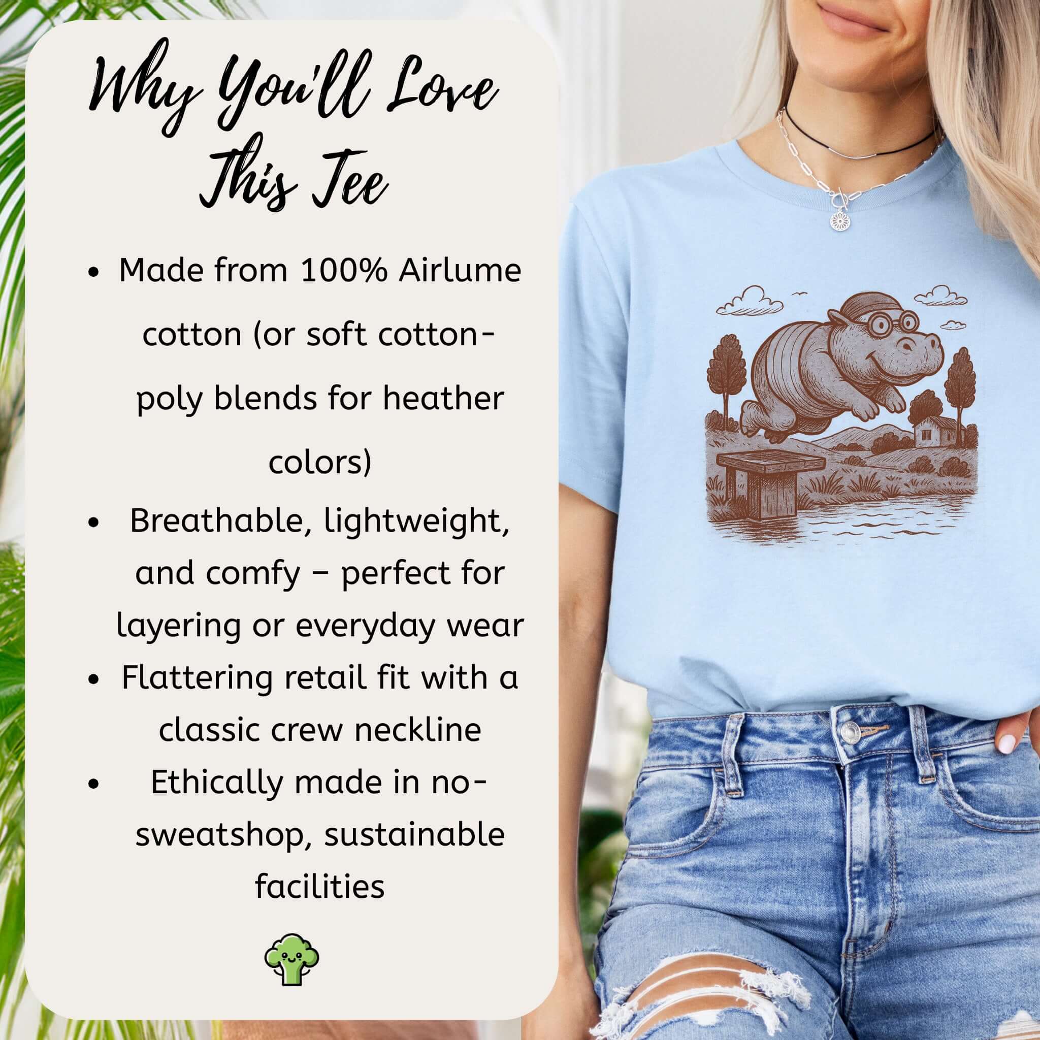 Hippo Morning Swim Retro T-Shirt