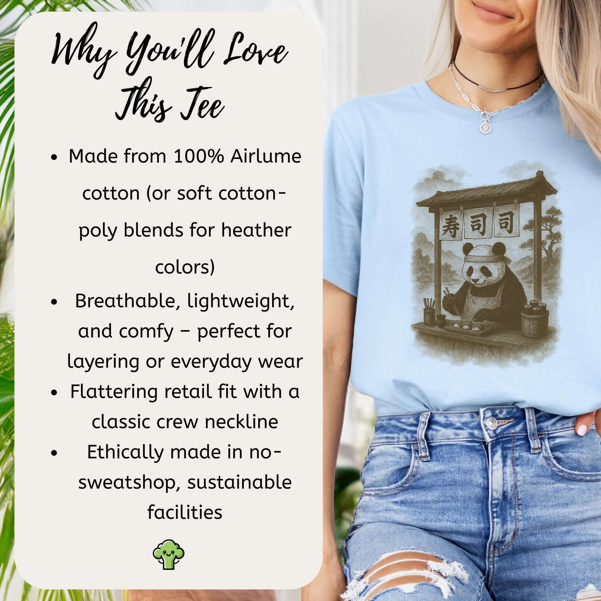 Panda Sushi Stall Japanese Style T-Shirt