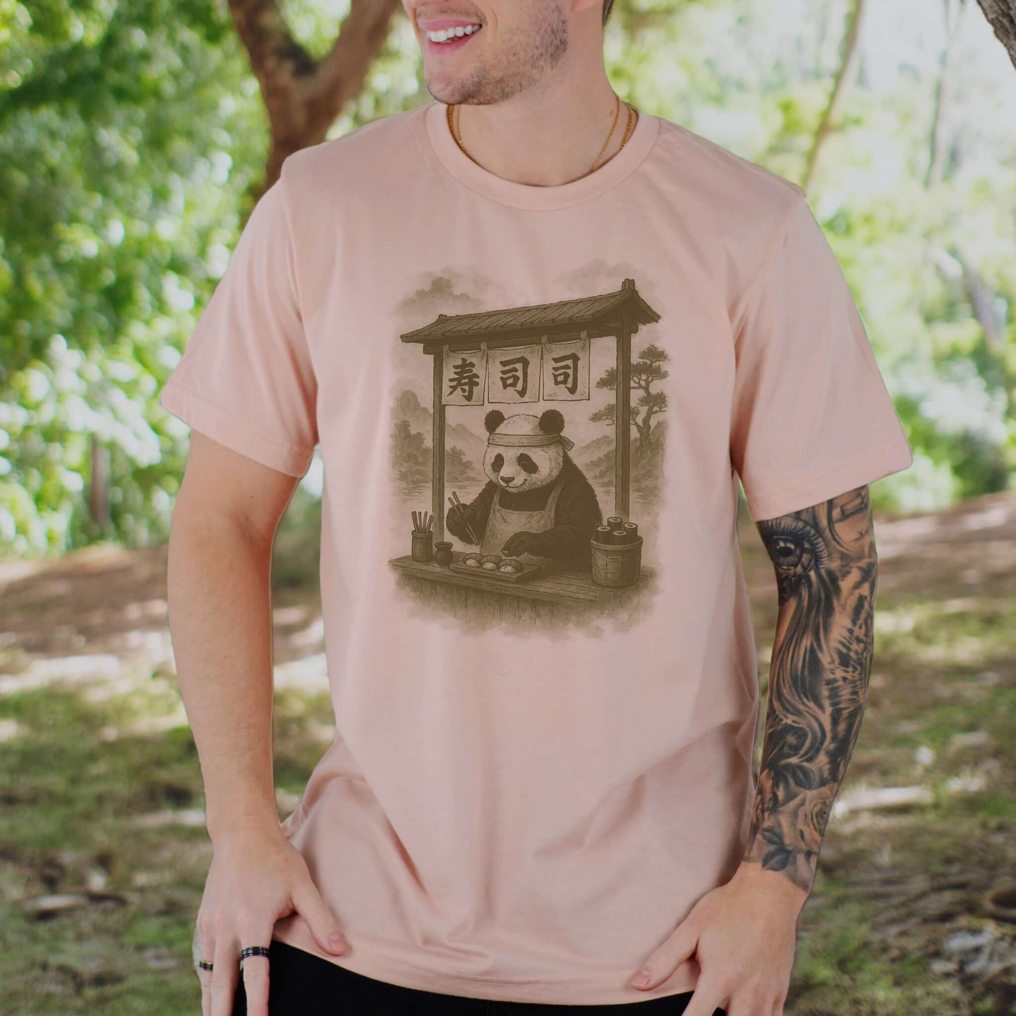 Panda Sushi Stall Japanese Style T-Shirt