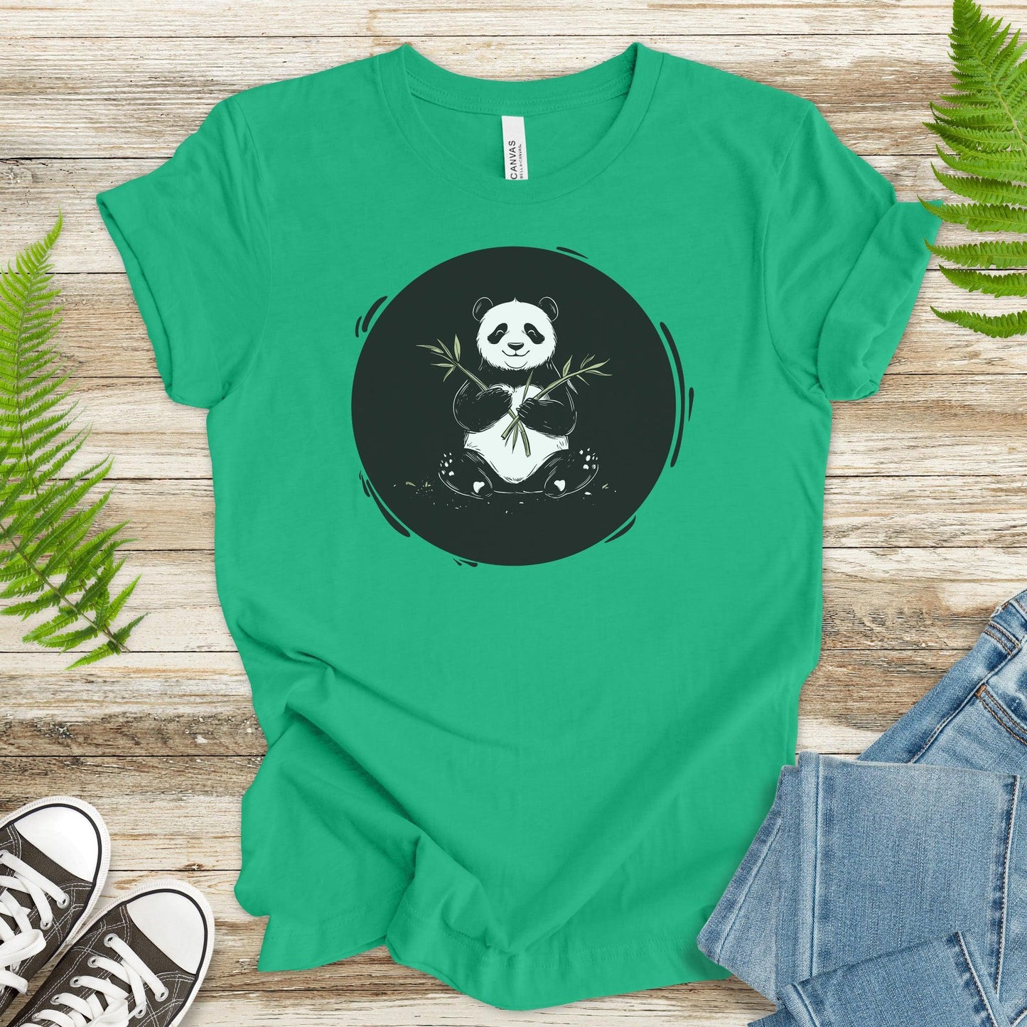 Panda with Bamboo T-Shirt - TShirtree