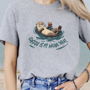 Coffee Is My Anchor Today – Playful Otter T-Shirt