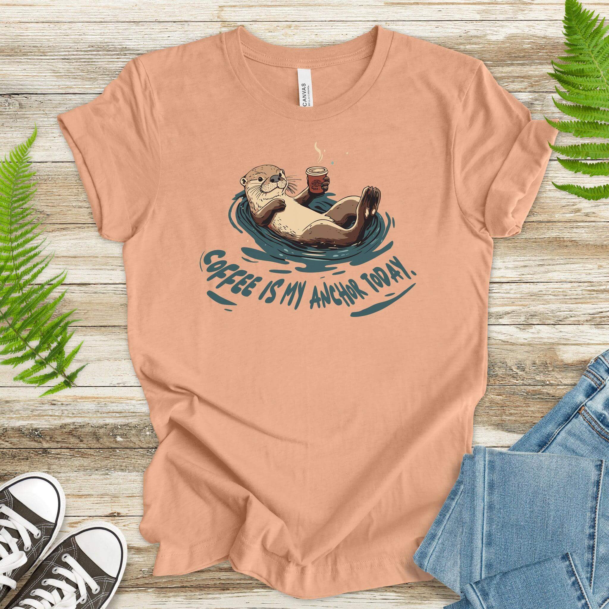 Coffee Is My Anchor Today – Playful Otter T-Shirt - TShirtree