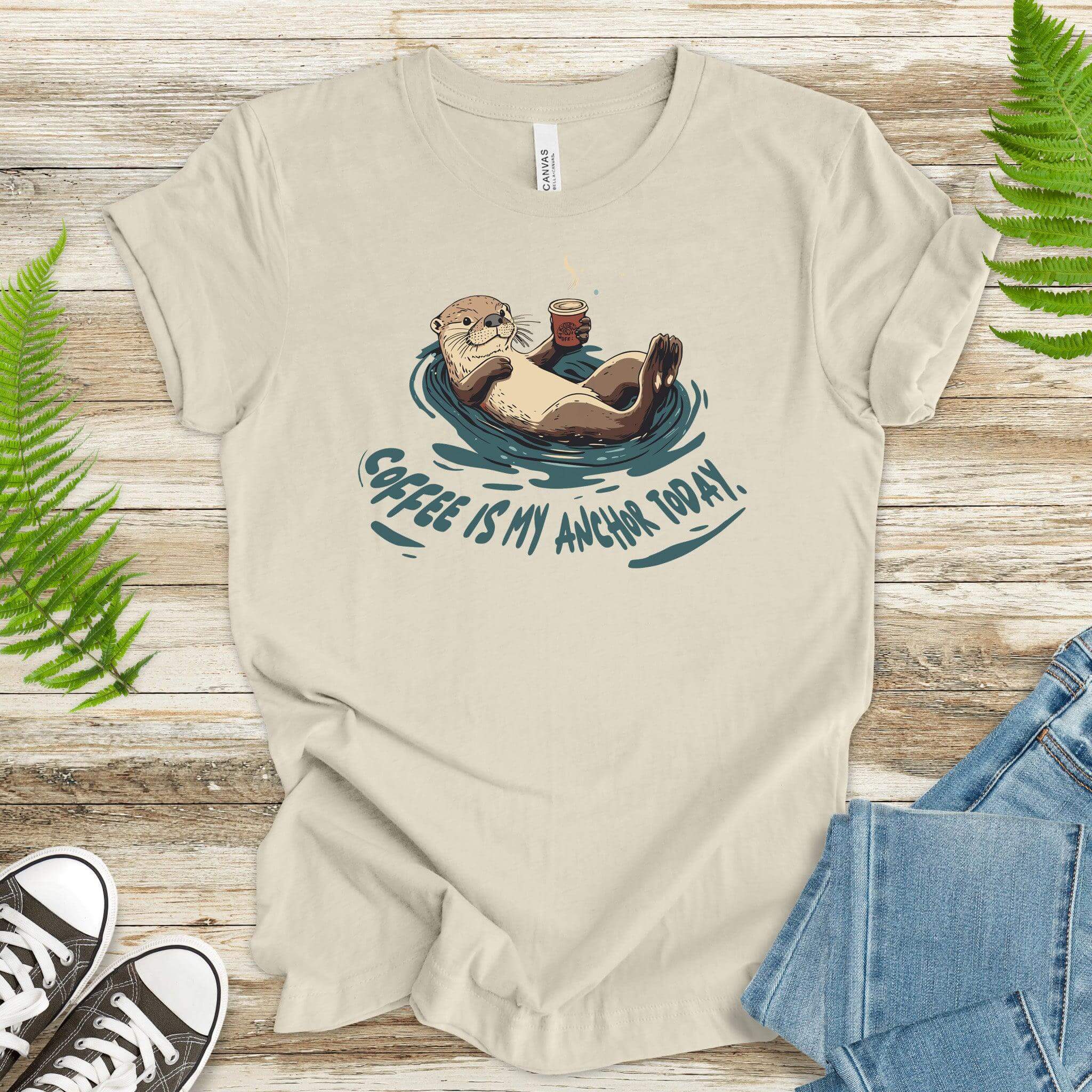 Coffee Is My Anchor Today – Playful Otter T-Shirt - TShirtree