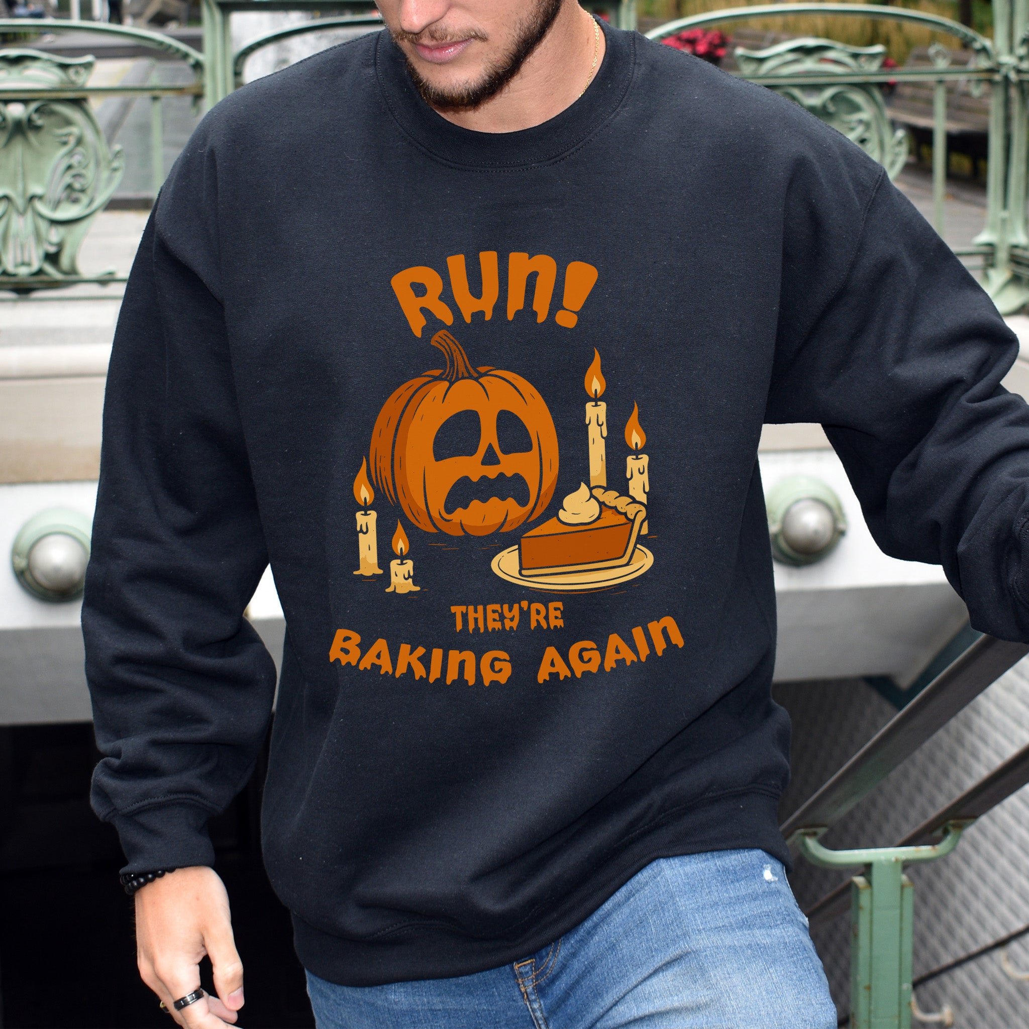 Pumpkin Pie Panic Sweatshirt – Funny Halloween & Thanksgiving Baking Sweater