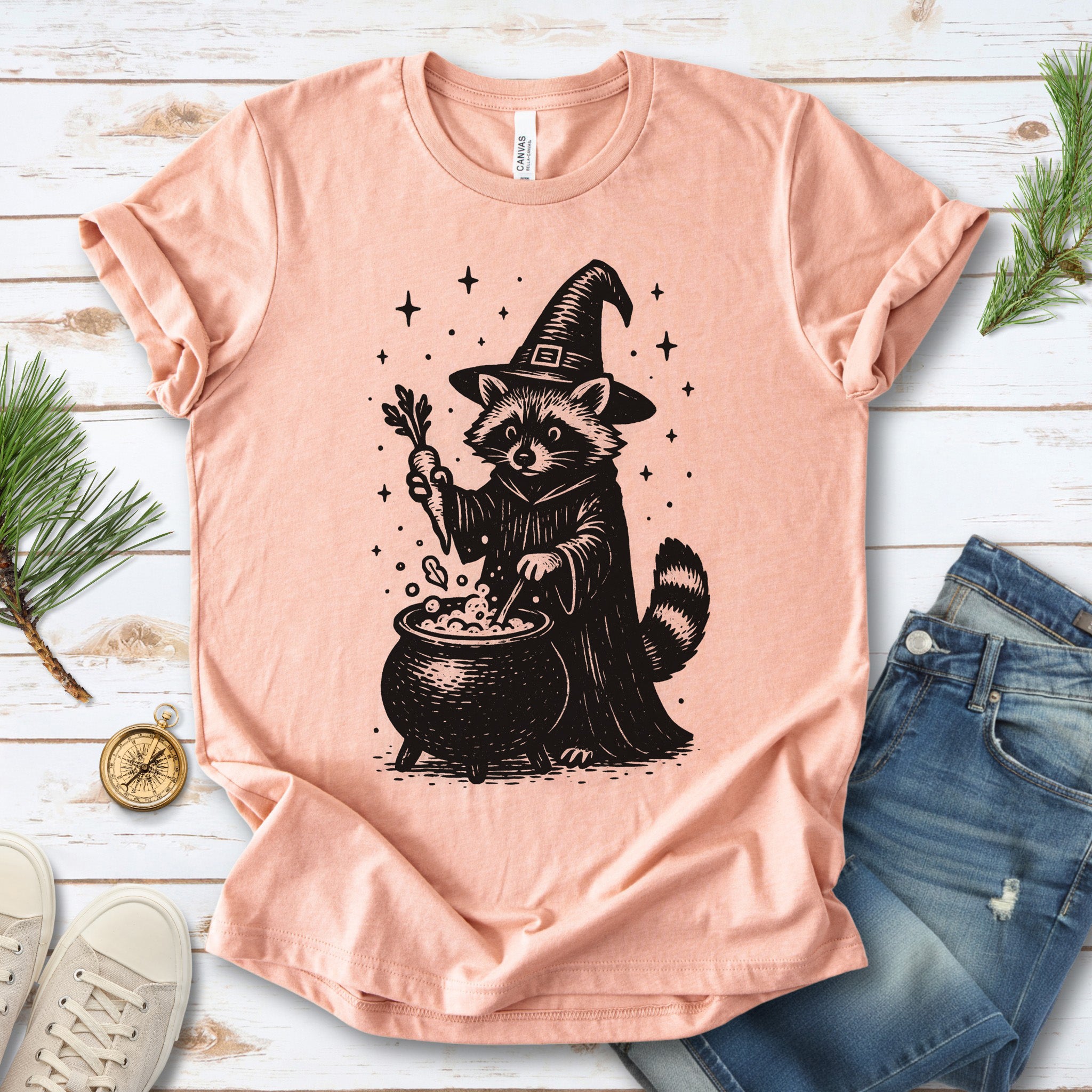 Raccoon Witch Cooking Magic T-Shirt