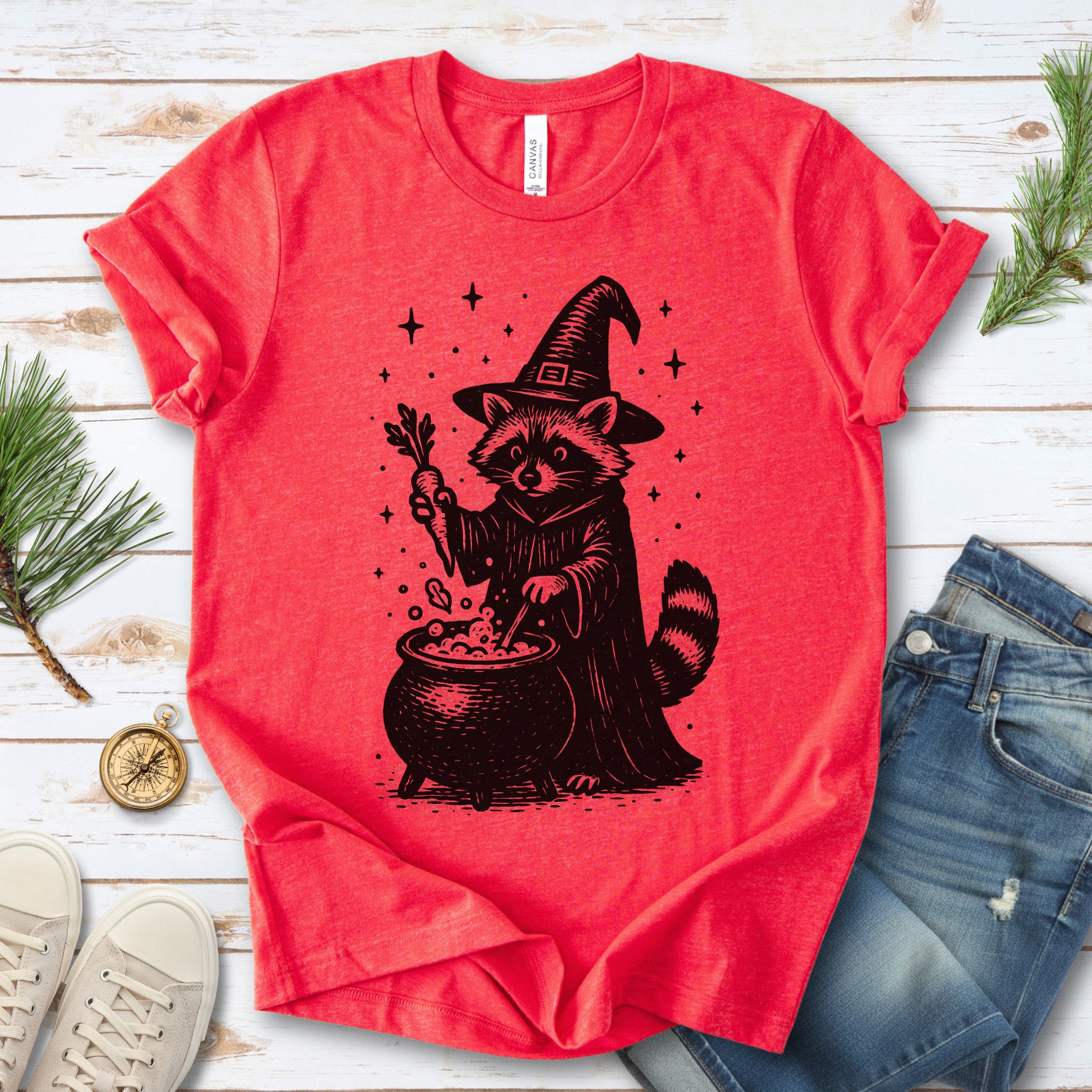 Raccoon Witch Cooking Magic T-Shirt