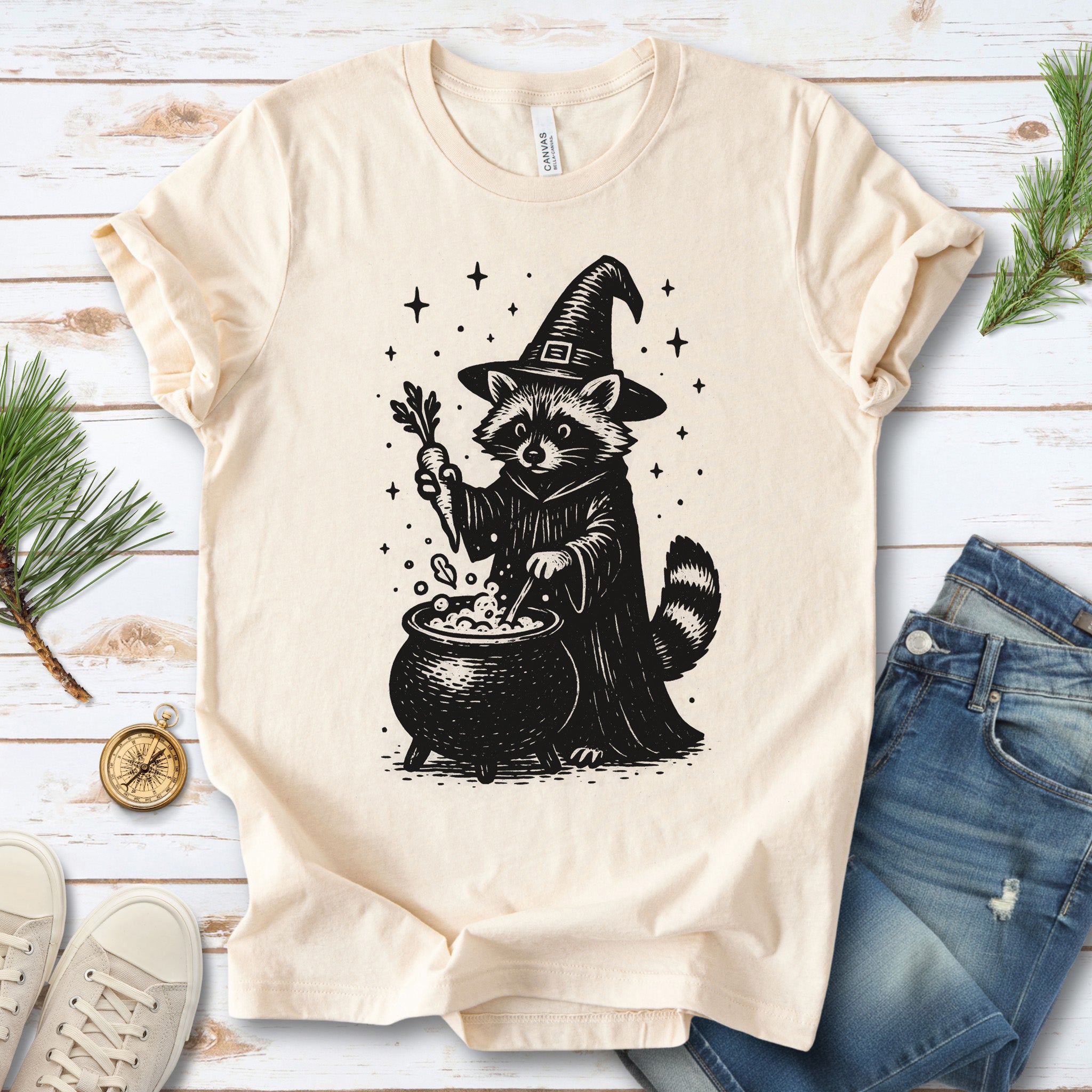 Raccoon Witch Cooking Magic T-Shirt