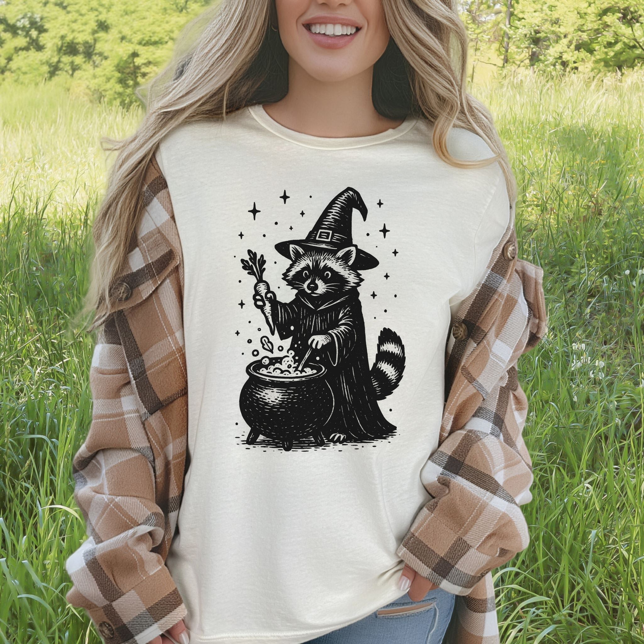 Raccoon Witch Cooking Magic T-Shirt