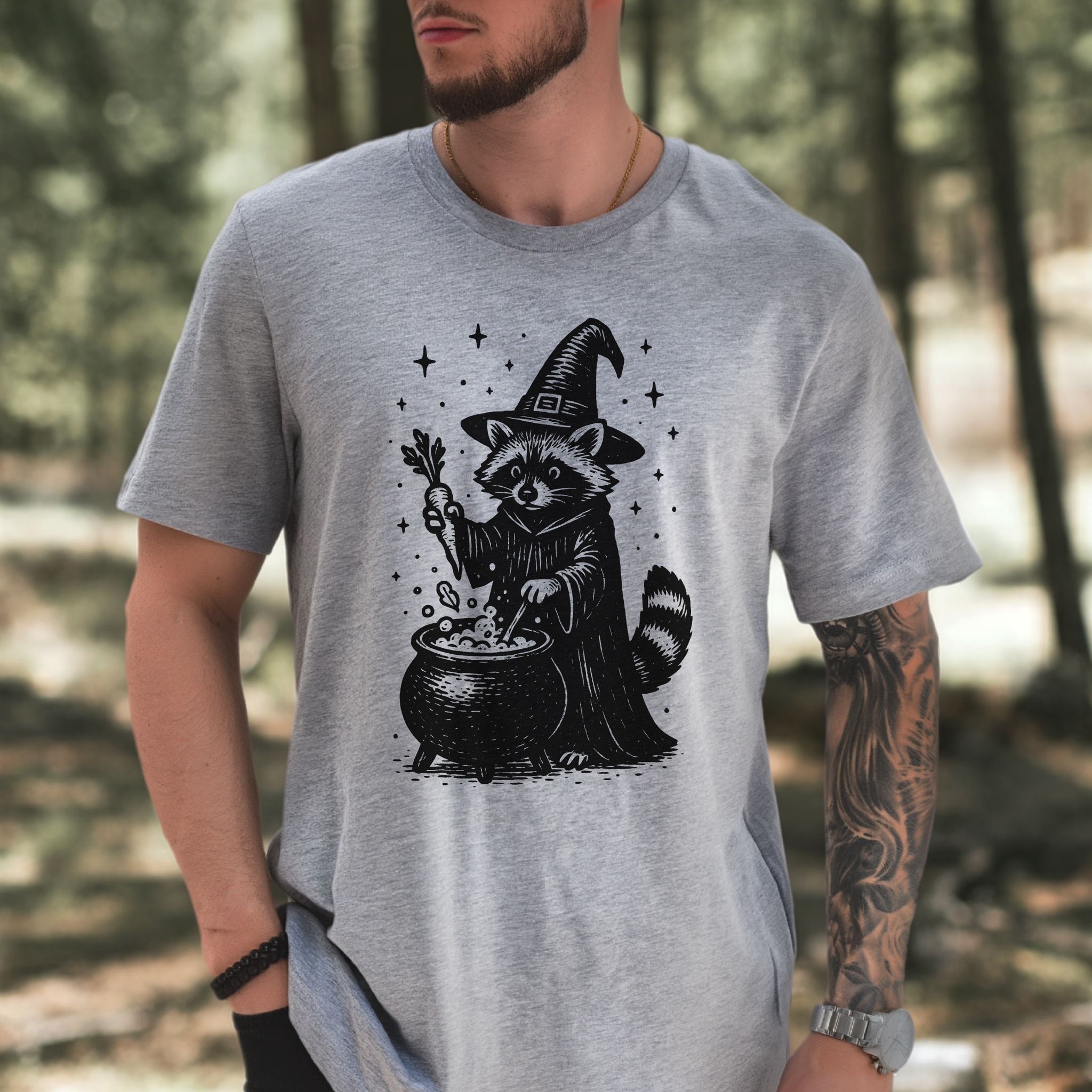 Raccoon Witch Cooking Magic T-Shirt