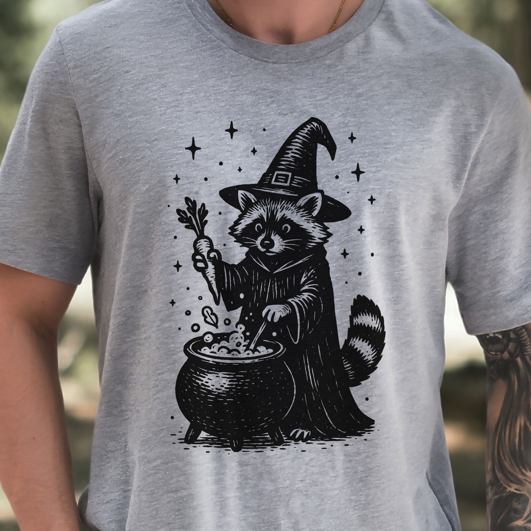 Raccoon Witch Cooking Magic T-Shirt