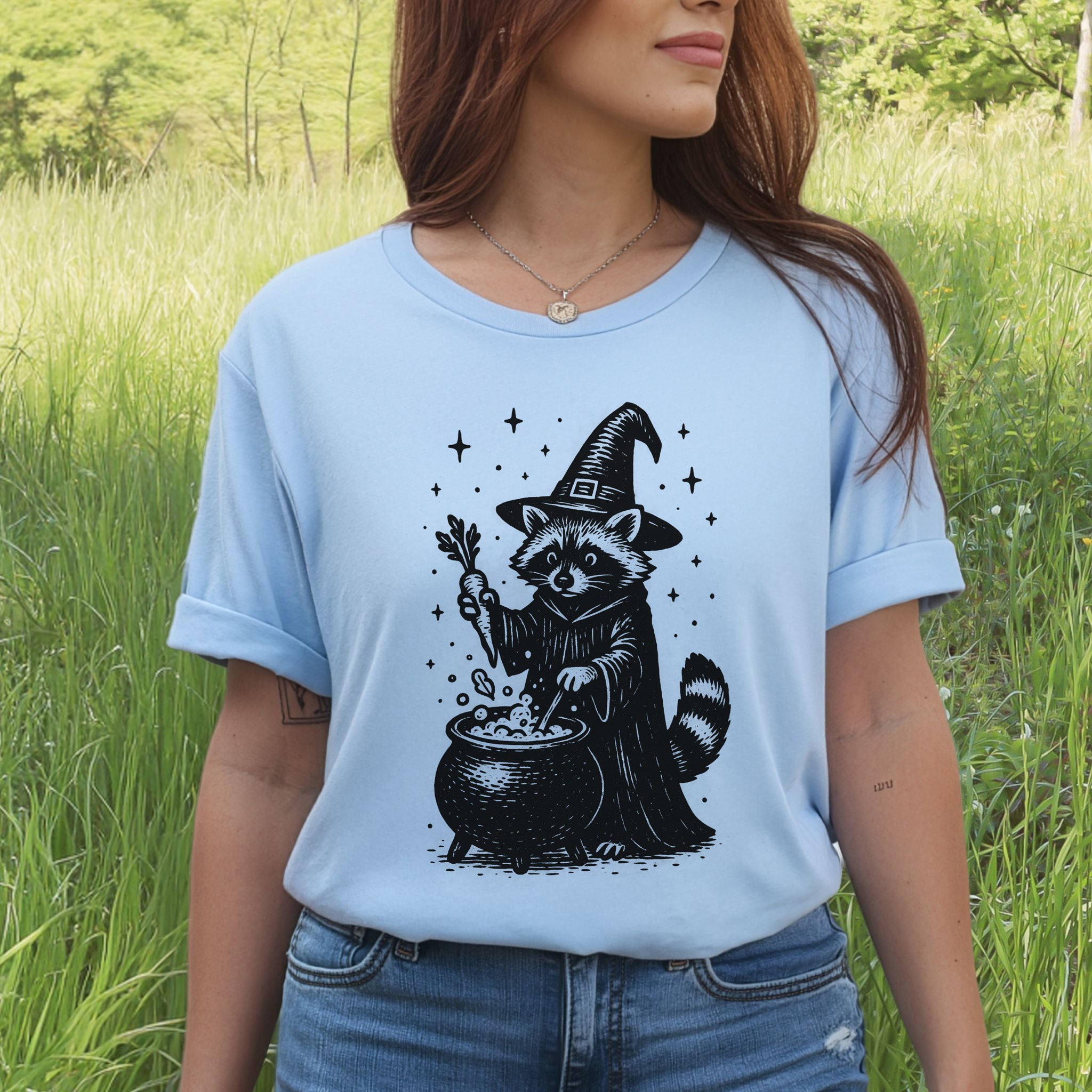 Raccoon Witch Cooking Magic T-Shirt