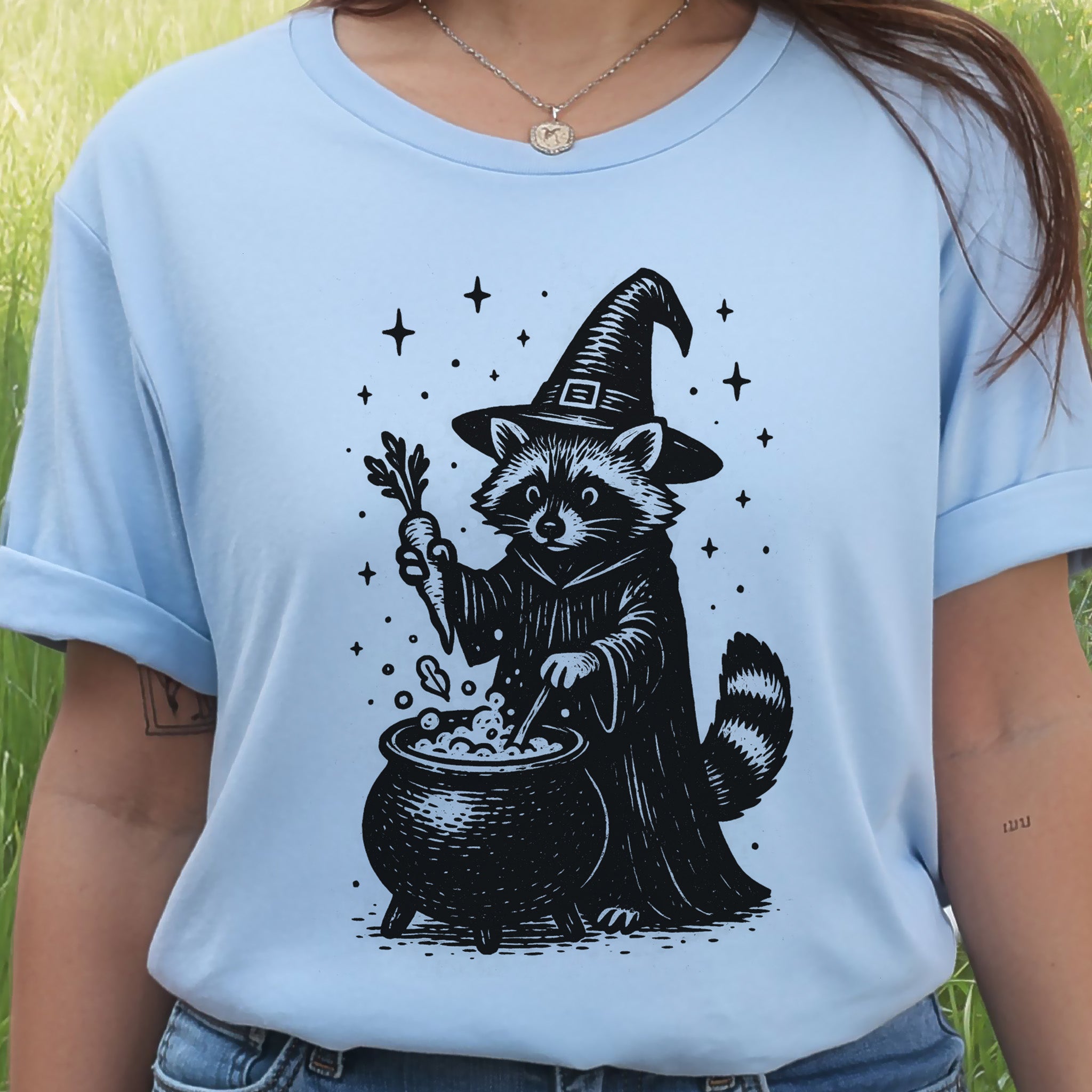 Raccoon Witch Cooking Magic T-Shirt