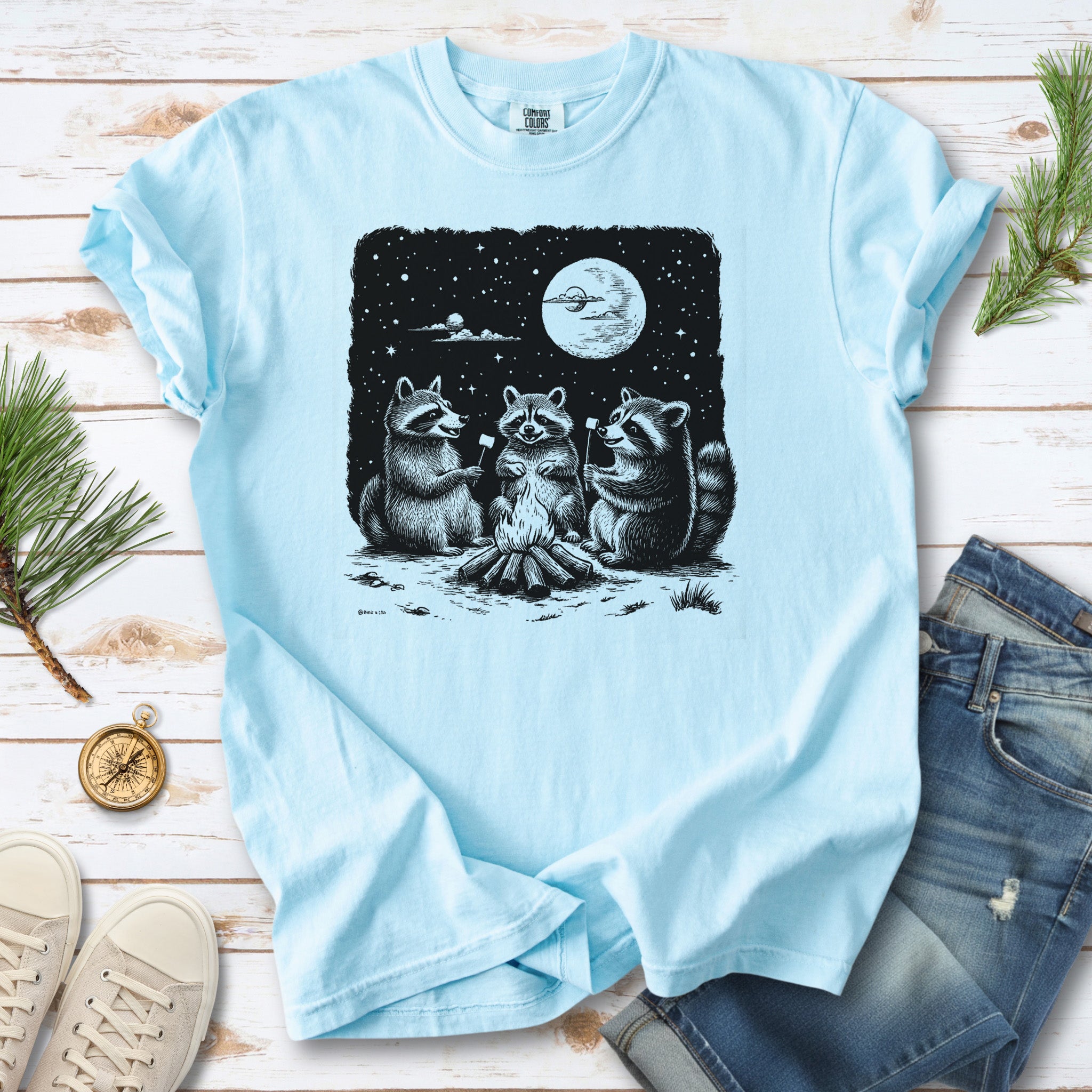 Raccoon Campfire Party Comfort Colors Shirt